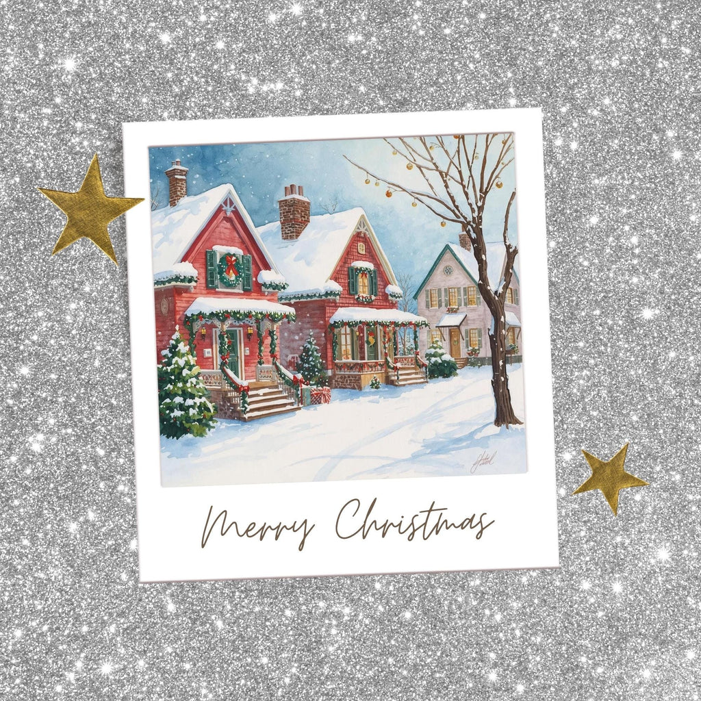 Christmas Snow in December Wall Art Printable Festive Winter Landscape Holiday Season Decor Digital Download
