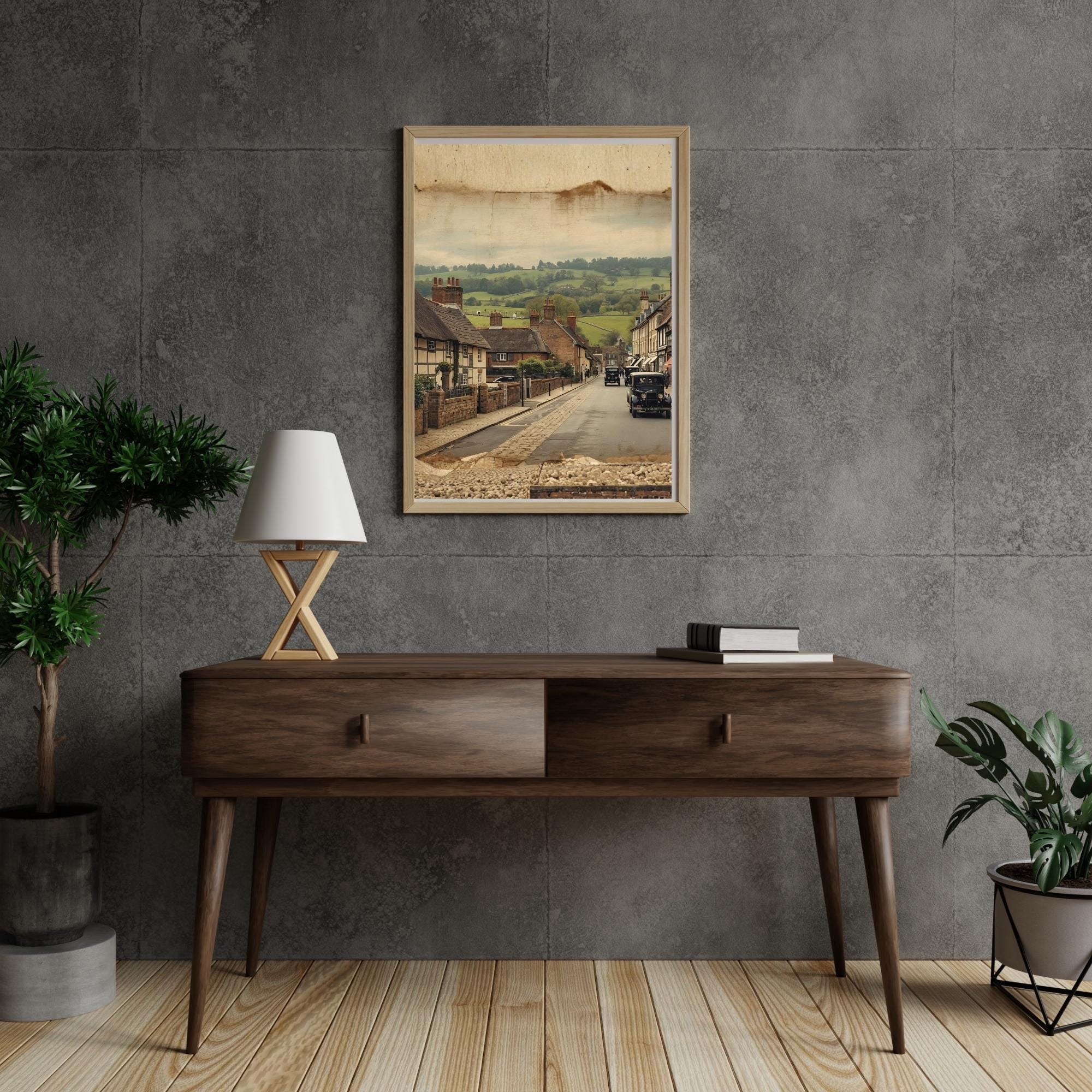 Vintage English Countryside Wall Art Printable Muted Color Landscape Cottagecore Rural Nature Painting Digital Download Home Decor