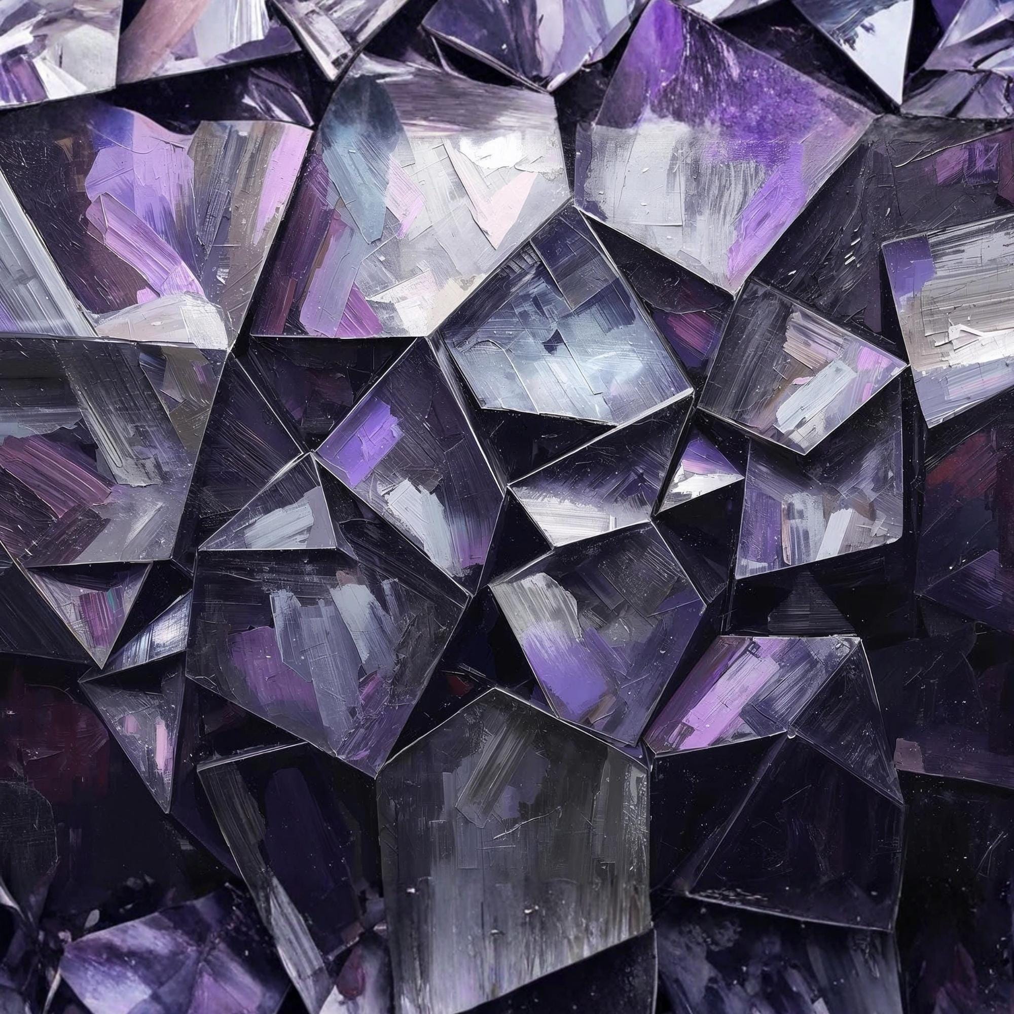 Metallic Silver Purple Geometric Abstract Wall Art Printable Modern Luxury Digital Art Minimalist Home Decor Digital Download