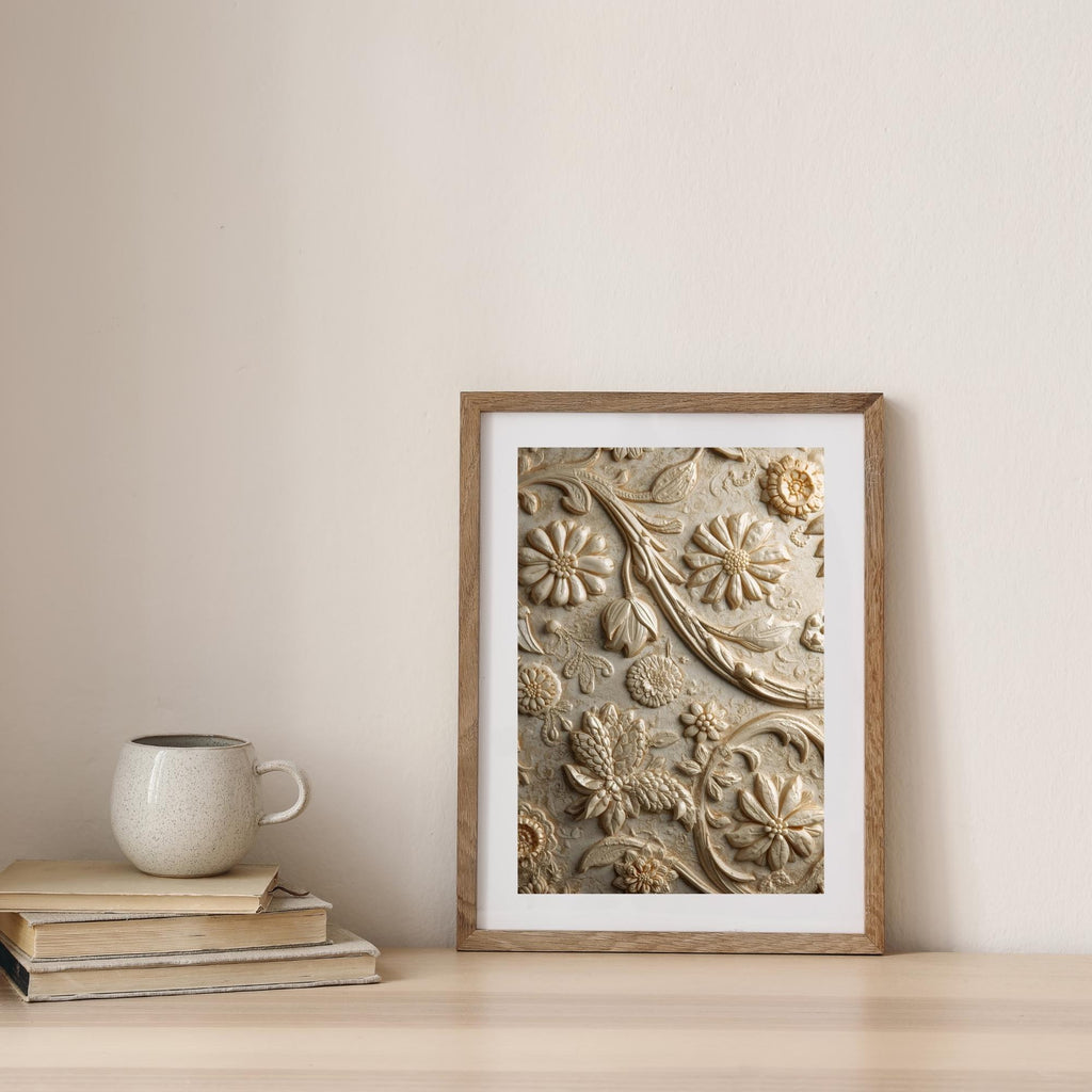 Embossed Textured Close Up Wall Art Print Elegant 3D Relief Abstract Minimalist Neutral Tone Modern Luxury Digital Download Home Decor