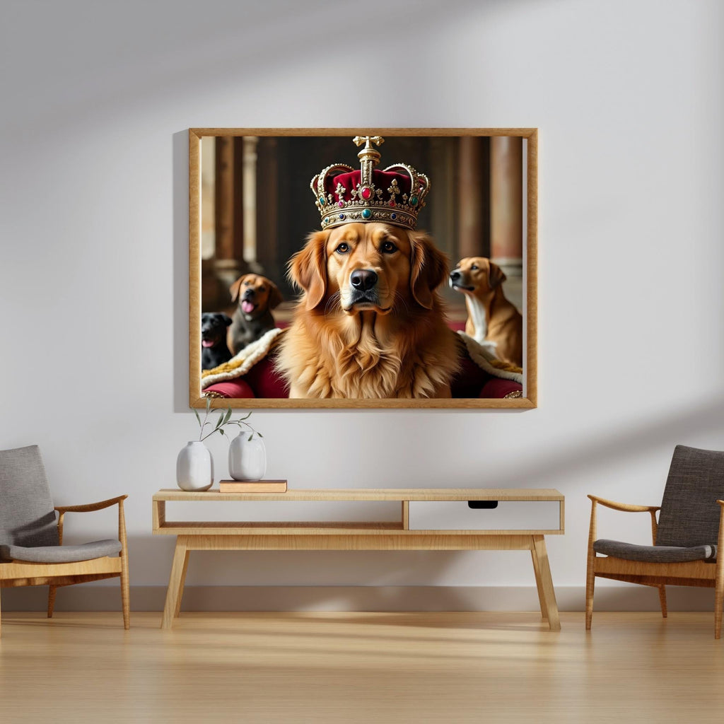 Dog Wearing Crown Pop Art Wall Art Printable Royal Pet Portrait Funny Animal Illustration Modern Whimsical Digital Download Decor