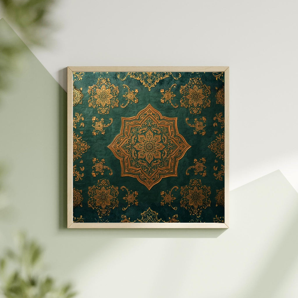 Mughal Style Intricate Floral Illustration Wall Art Printable, Royal Pattern Decor, Traditional Islamic Miniature Art Digital Download