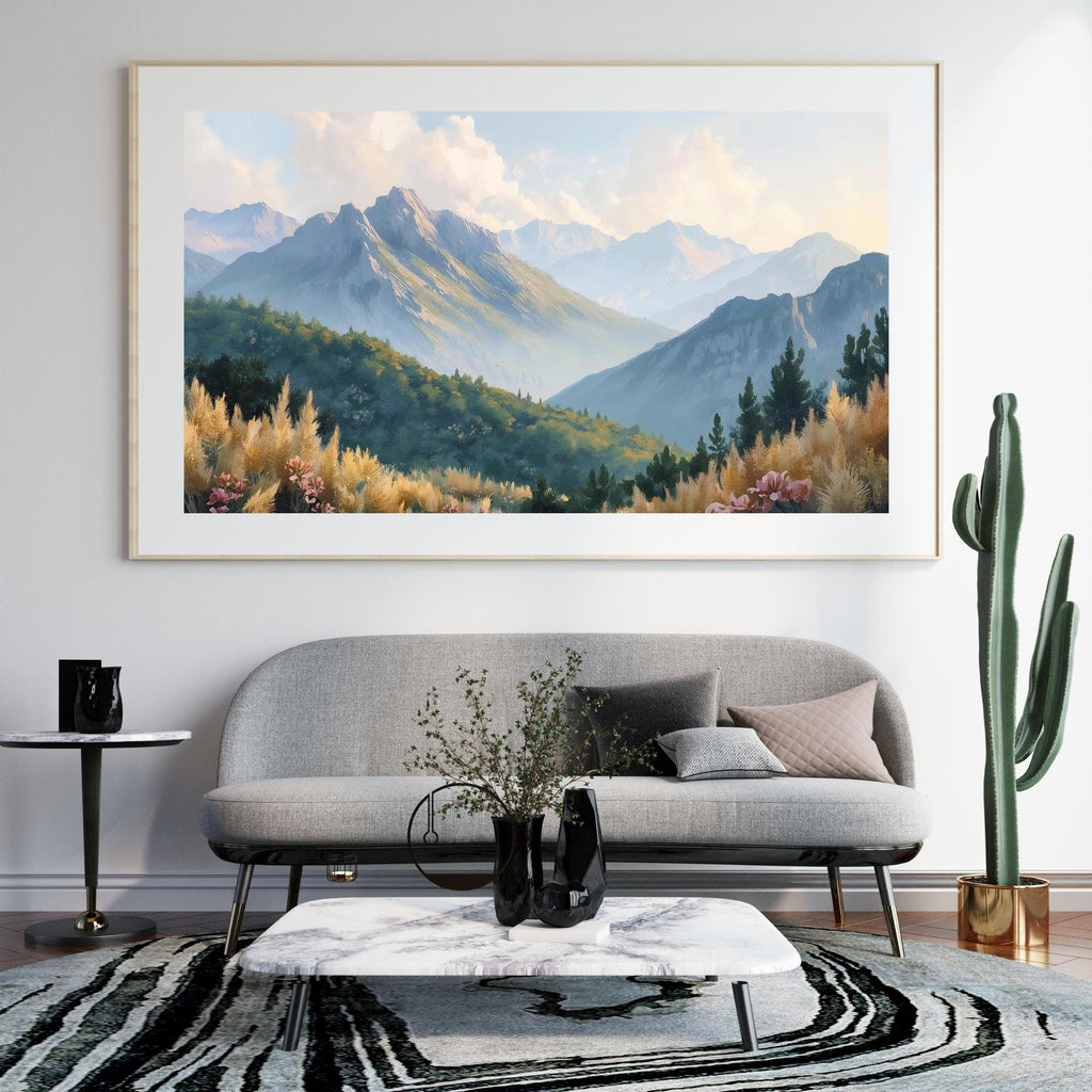 Mountain Landscape Wall Art Printable Nature Scenery Minimalist Peaks Wilderness Travel Decor Digital Download