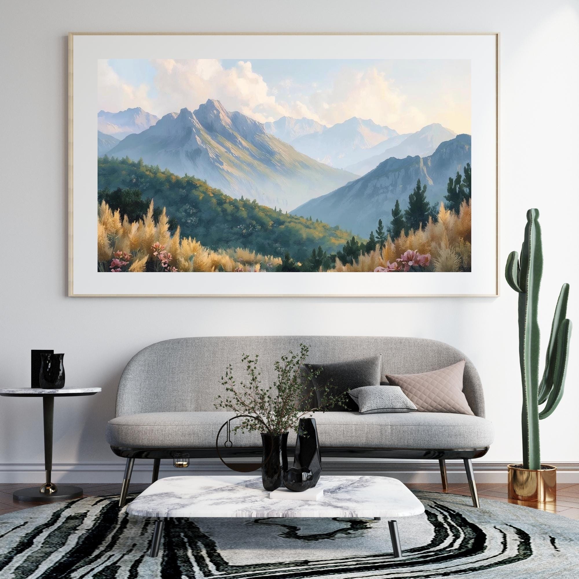 Mountain Landscape Wall Art Printable Nature Scenery Minimalist Peaks Wilderness Travel Decor Digital Download