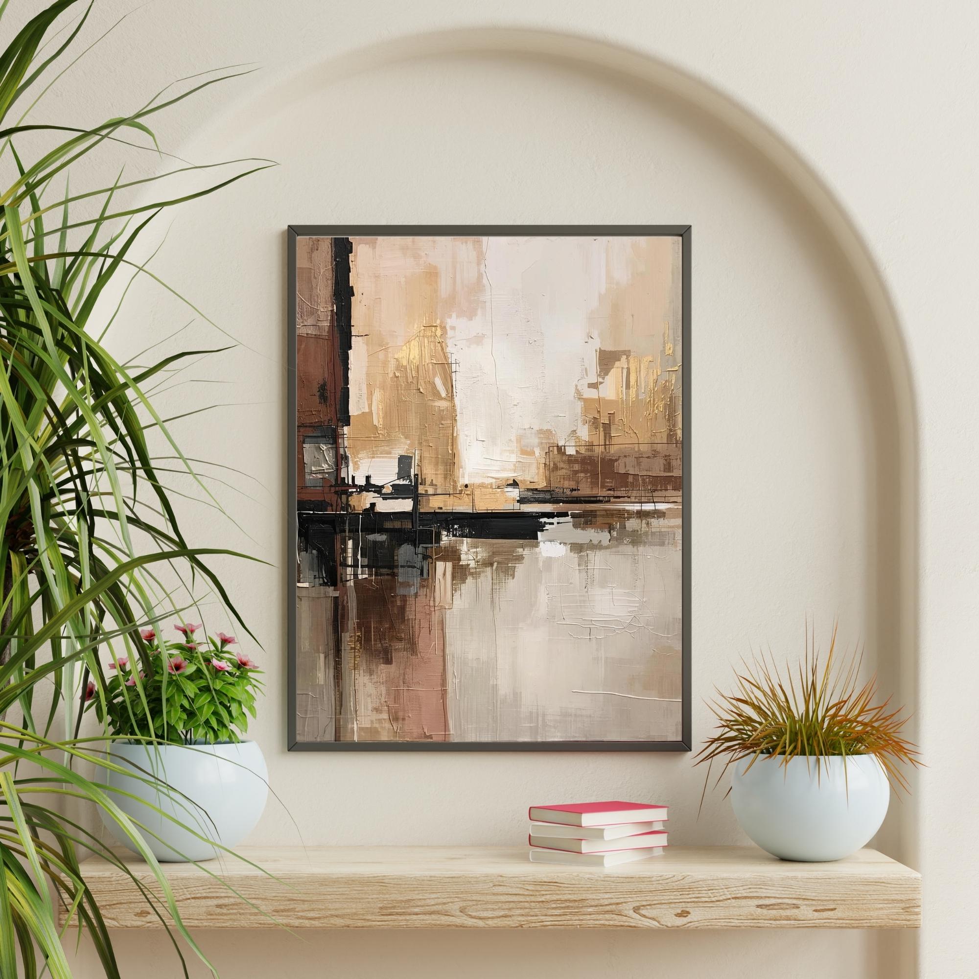 Earthy Brown Abstract Wall Art Printable Neutral Tone Minimalist Organic Texture Modern Boho Home Decor Digital Download