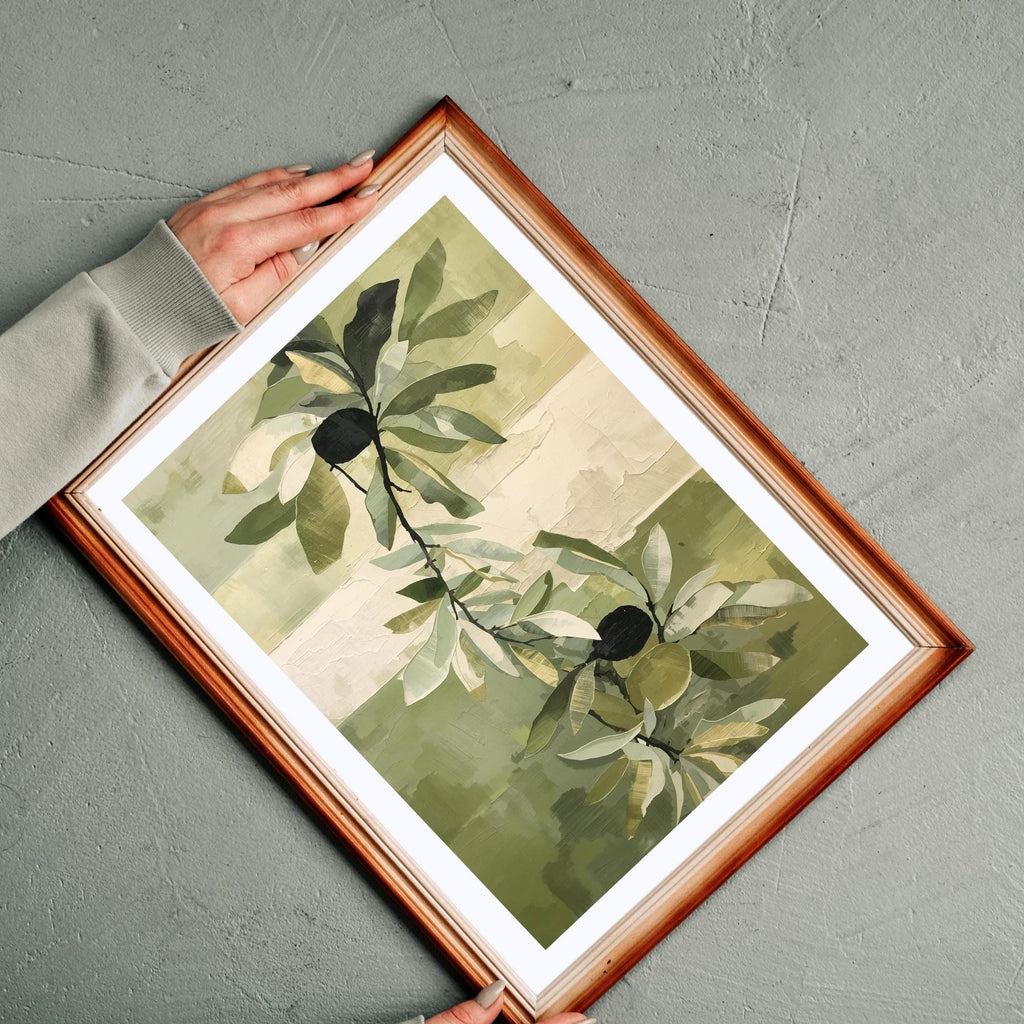 Olive Green Abstract Wall Art Printable Earth Tone Minimalist Botanical Aesthetic Modern Home Decor Digital Download