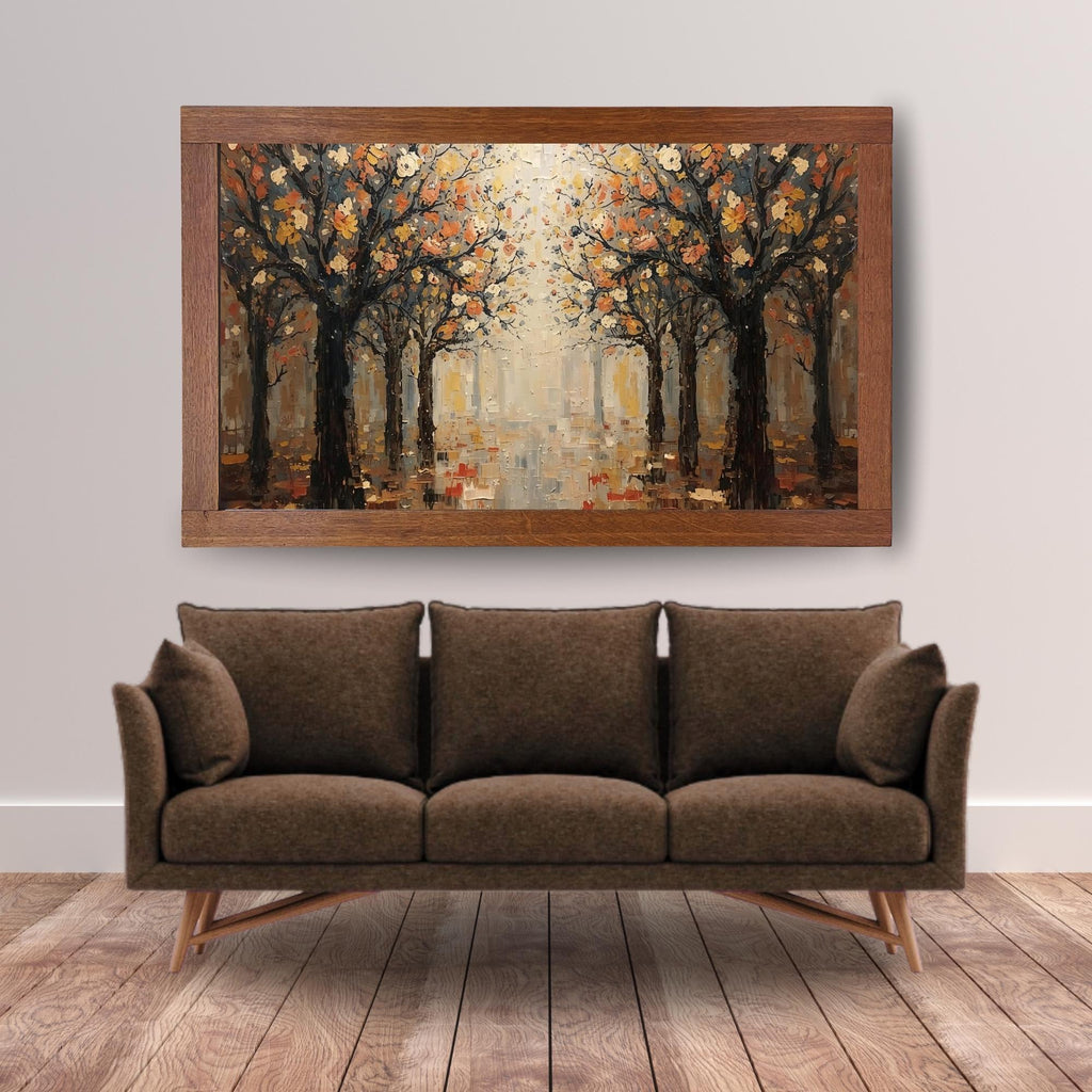 Forest Woods Canvas Wall Art Printable Nature Landscape Painting Rustic Trees Scenic Woodland Decor Digital Download