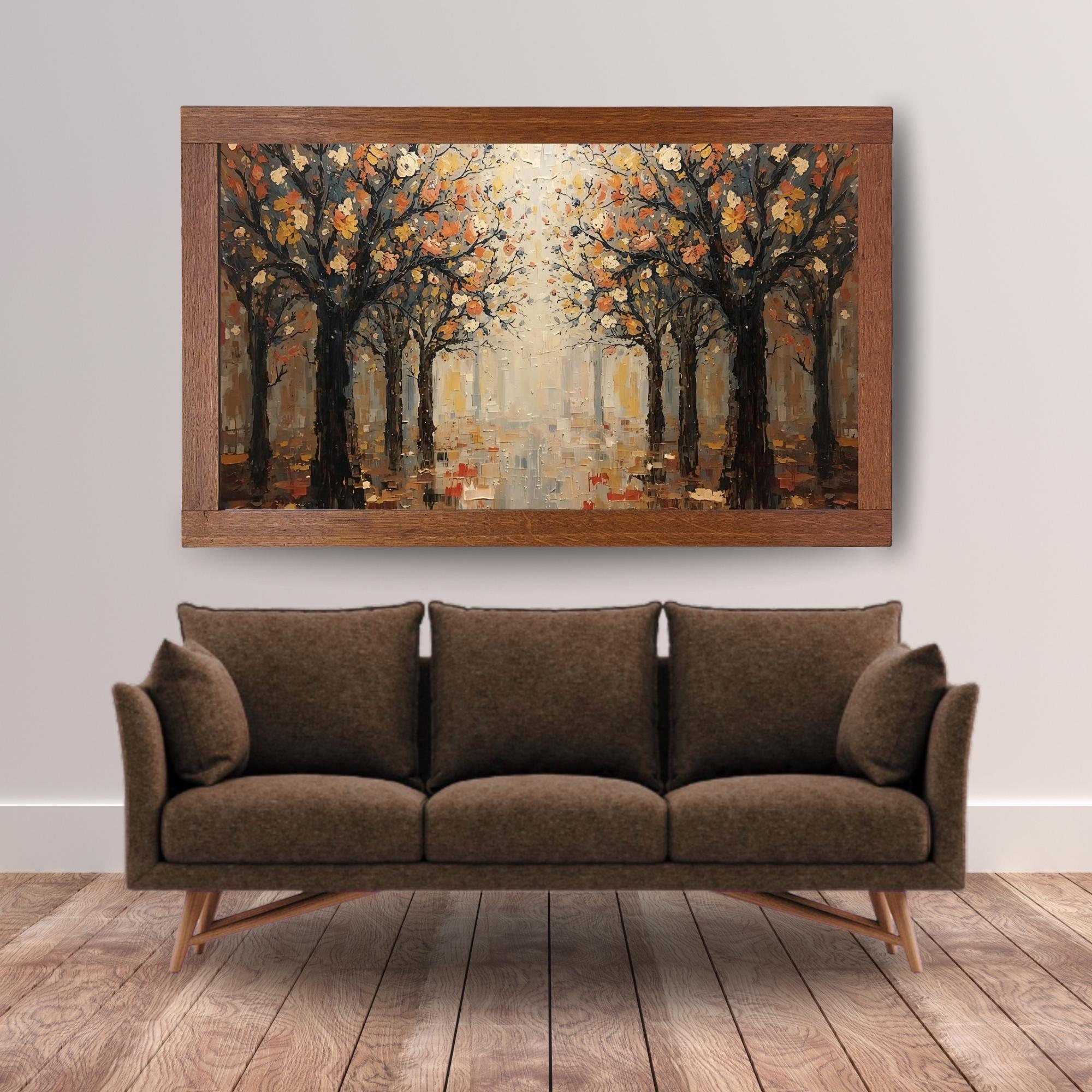 Forest Woods Canvas Wall Art Printable Nature Landscape Painting Rustic Trees Scenic Woodland Decor Digital Download