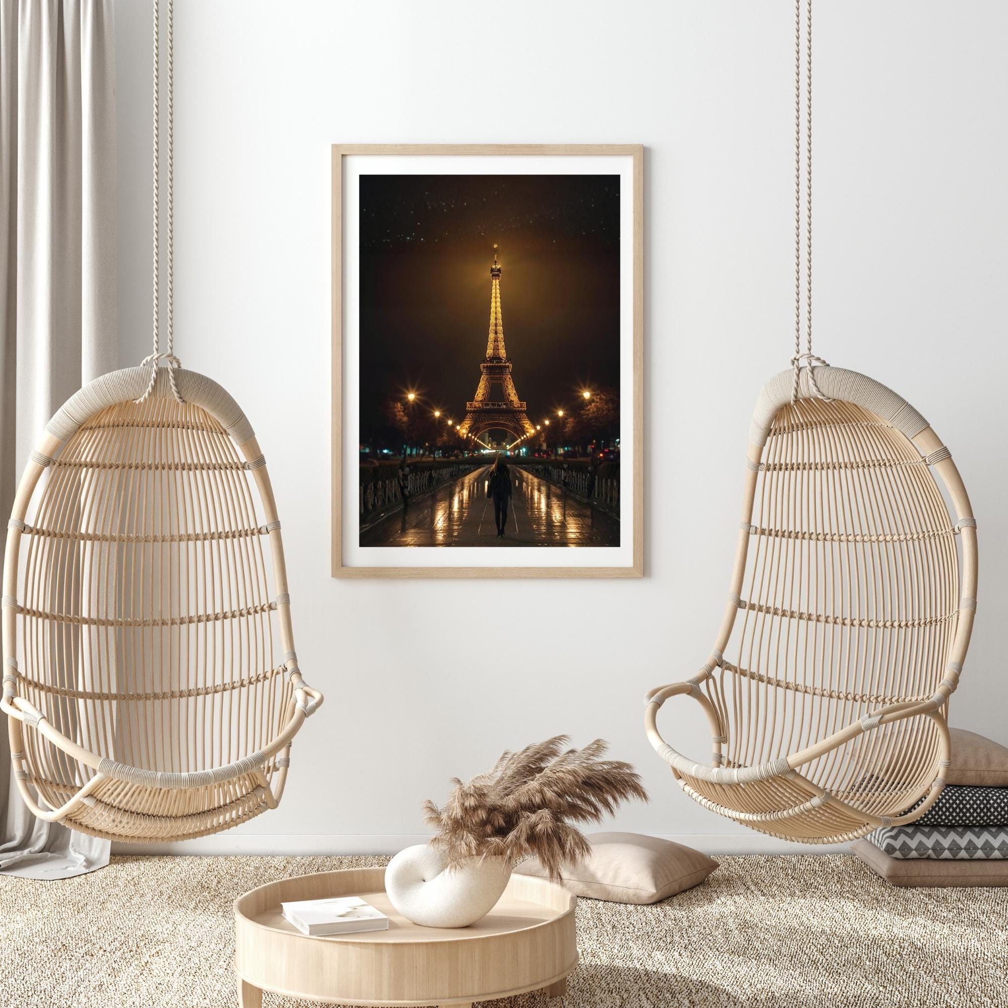 Eiffel Tower Paris Wall Art Printable, Cinematic Travel Photography Print, Romantic French Home Decor, Elegant Digital Download
