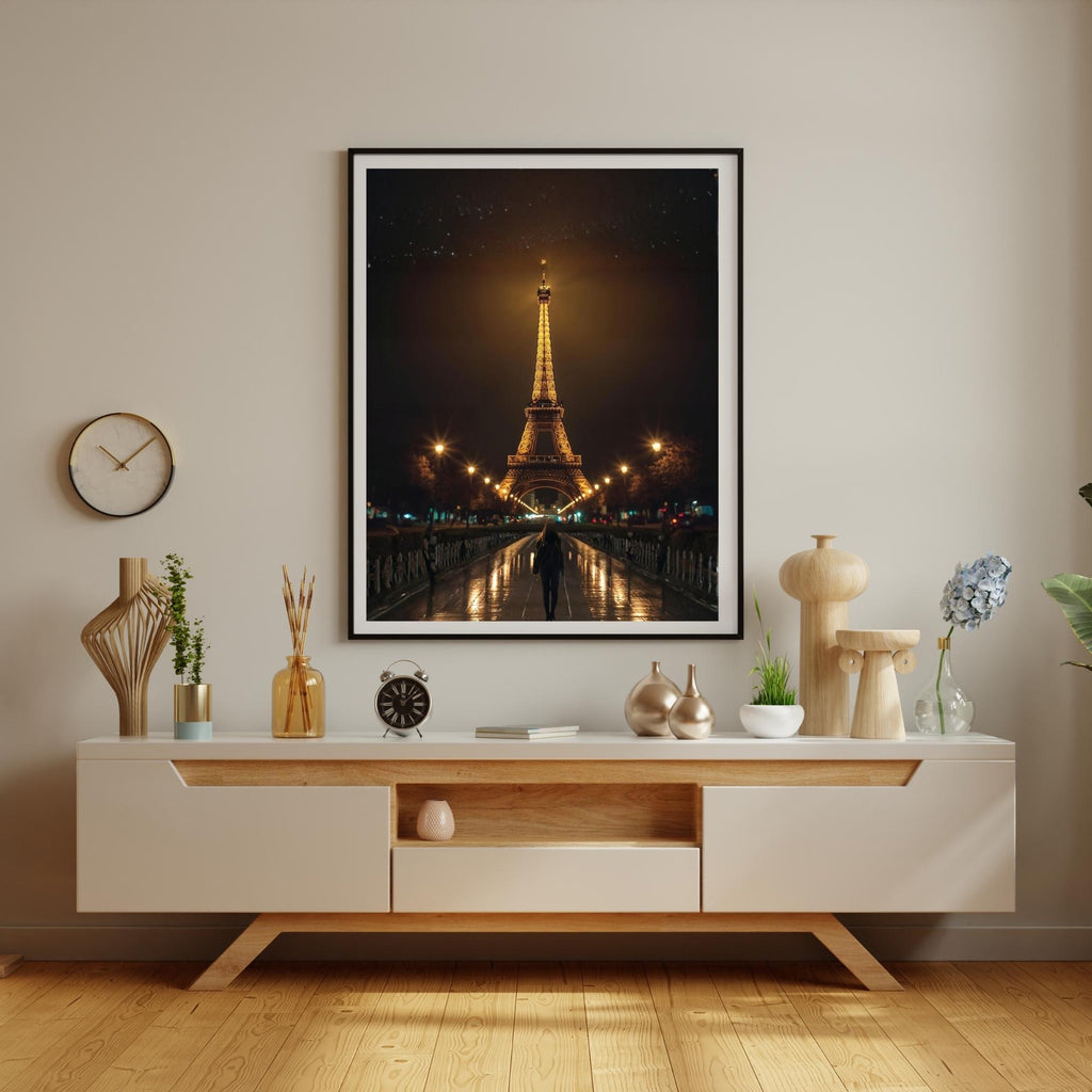 Eiffel Tower Paris Wall Art Printable, Cinematic Travel Photography Print, Romantic French Home Decor, Elegant Digital Download