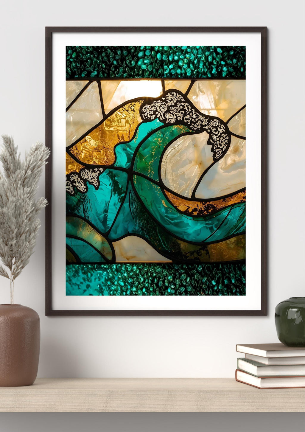 Turquoise Glass Painting Wall Art Printable Abstract Fluid Glass Art Modern Ocean Inspired Texture Digital Download