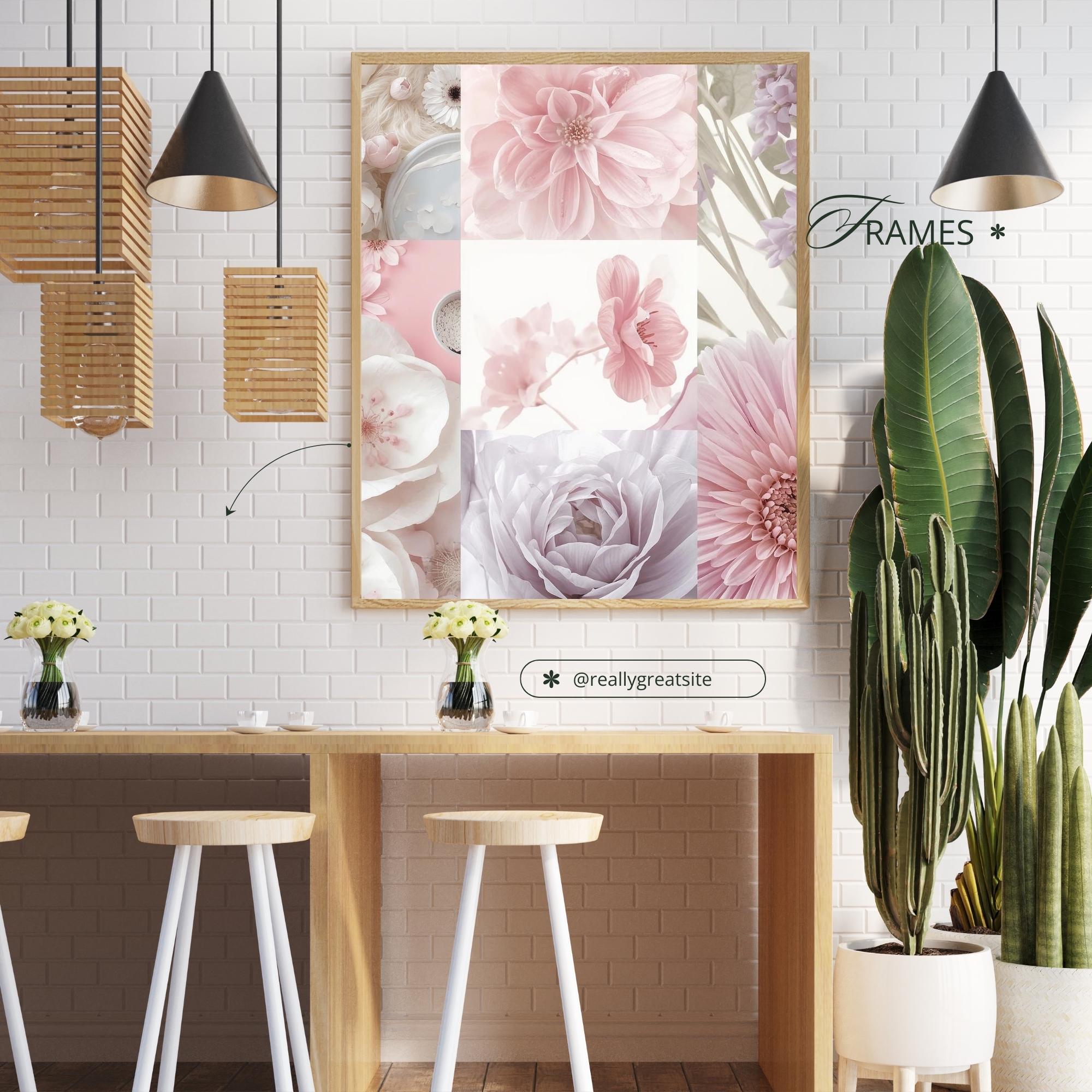 Floral Collage Wall Art Printable Modern Botanical Composition Mixed Flowers Aesthetic Home Decor Digital Download