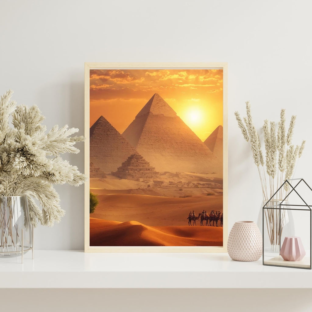 Egyptian Pyramids Wall Art Printable Ancient Desert Landscape Travel Photography Historical Monument Decor Digital Download
