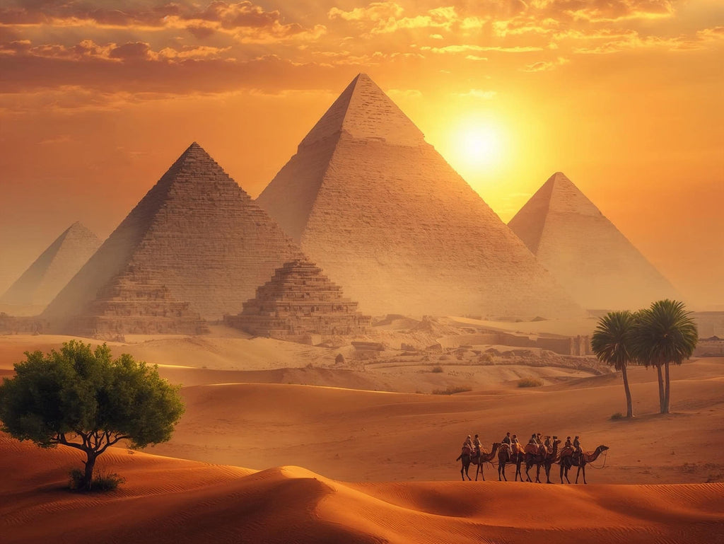 Egyptian Pyramids Wall Art Printable Ancient Desert Landscape Travel Photography Historical Monument Decor Digital Download