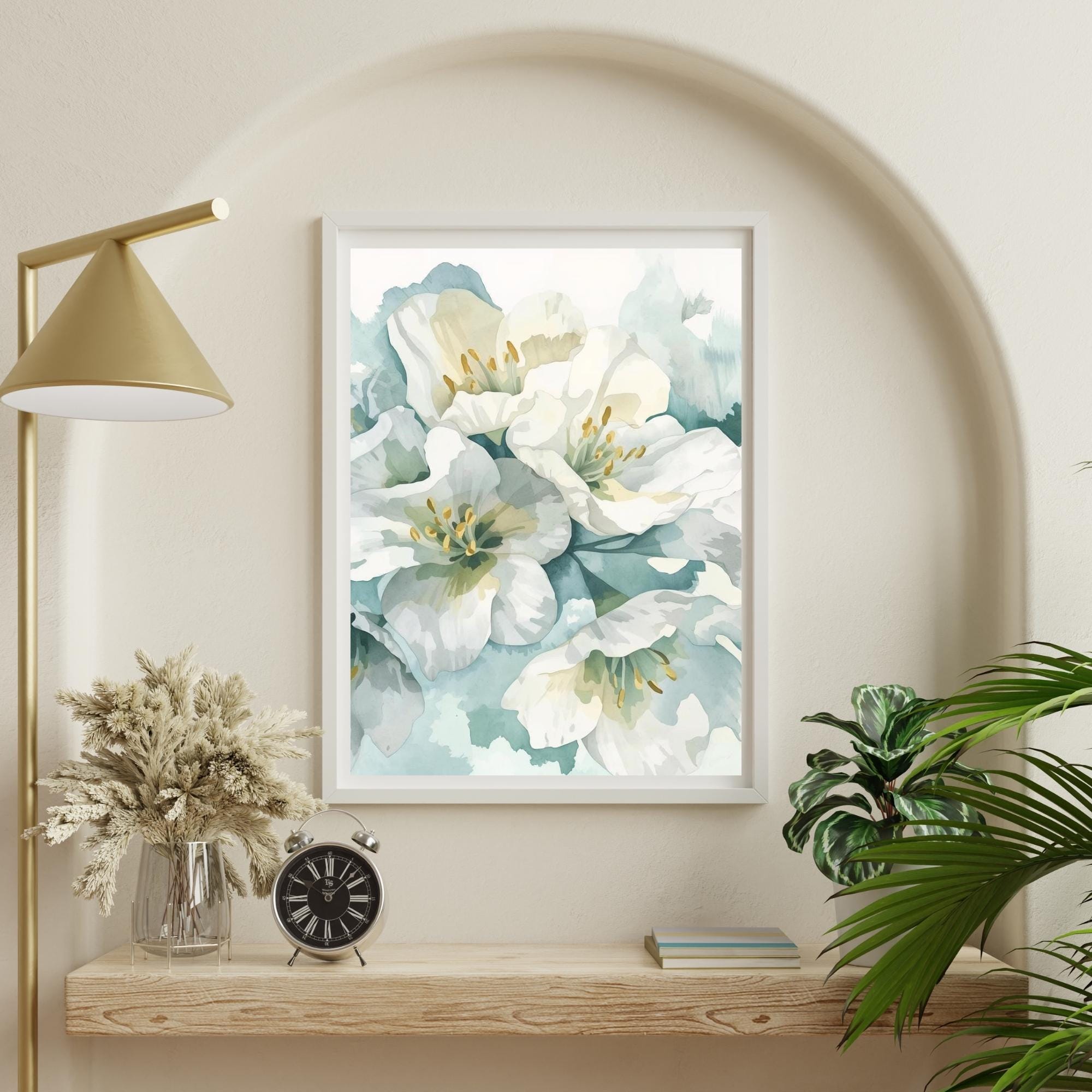 Abstract Bluebells Flowers Wall Art Printable Blue Floral Painting Modern Botanical Minimalist Aesthetic Home Decor Digital Download