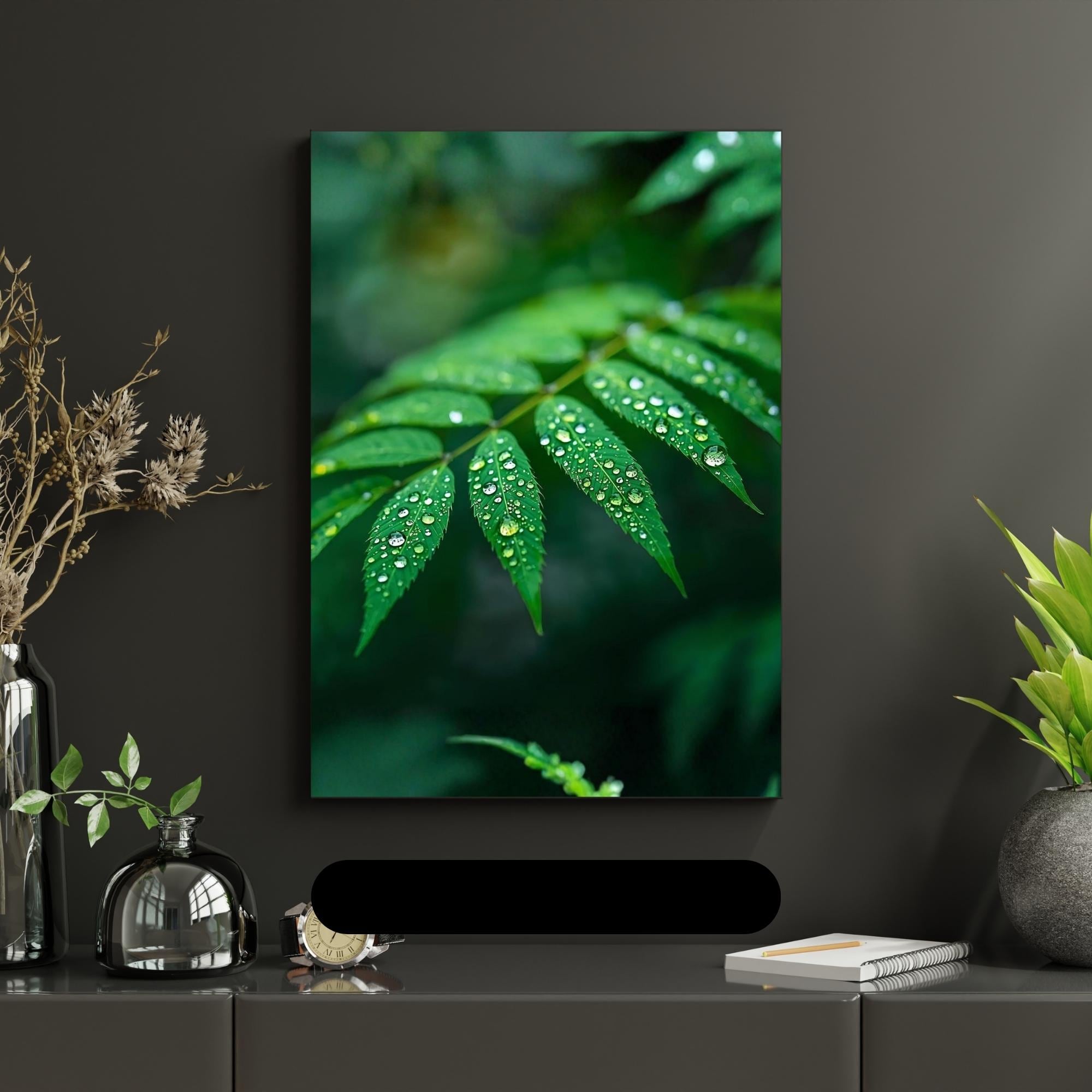 Dew Covered Leaf Wall Art Printable Nature Macro Photography Botanical Minimalist Green Aesthetic Home Decor Digital Download