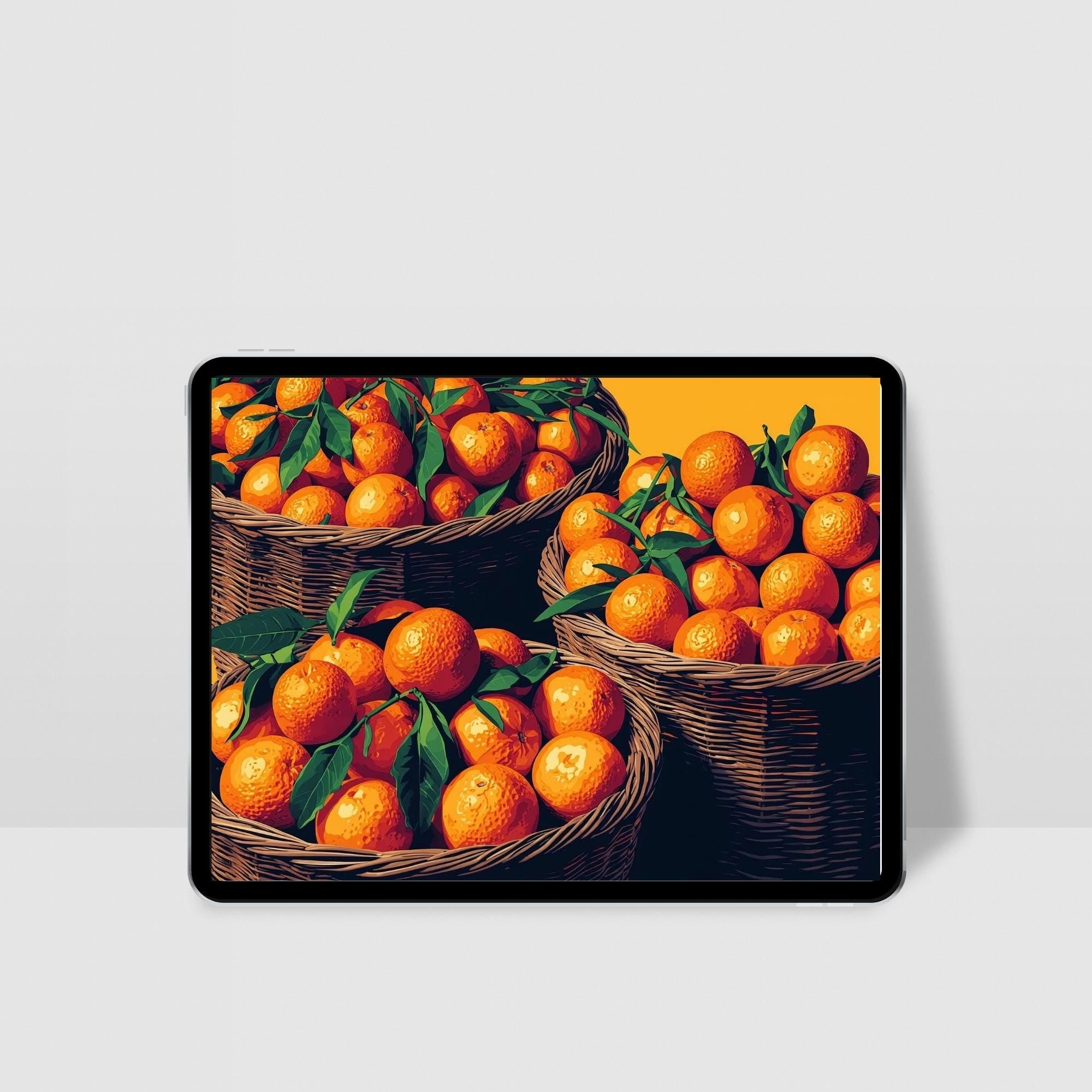Pop Art Oranges Wall Art Printable Bold Citrus Fruit Illustration Vibrant Modern Kitchen Decor Colorful Digital Download