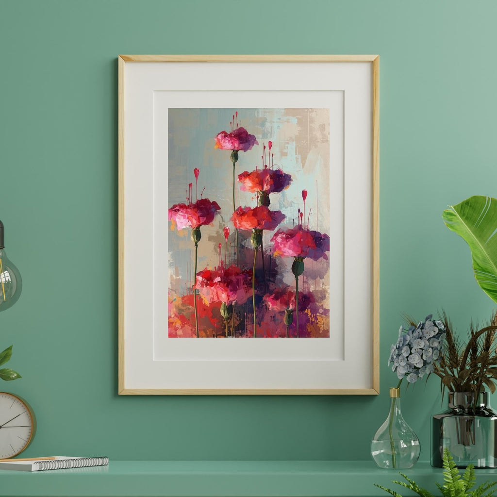 Abstract Roses Wall Art Printable Modern Floral Painting Minimalist Botanical Aesthetic Home Decor Digital Download