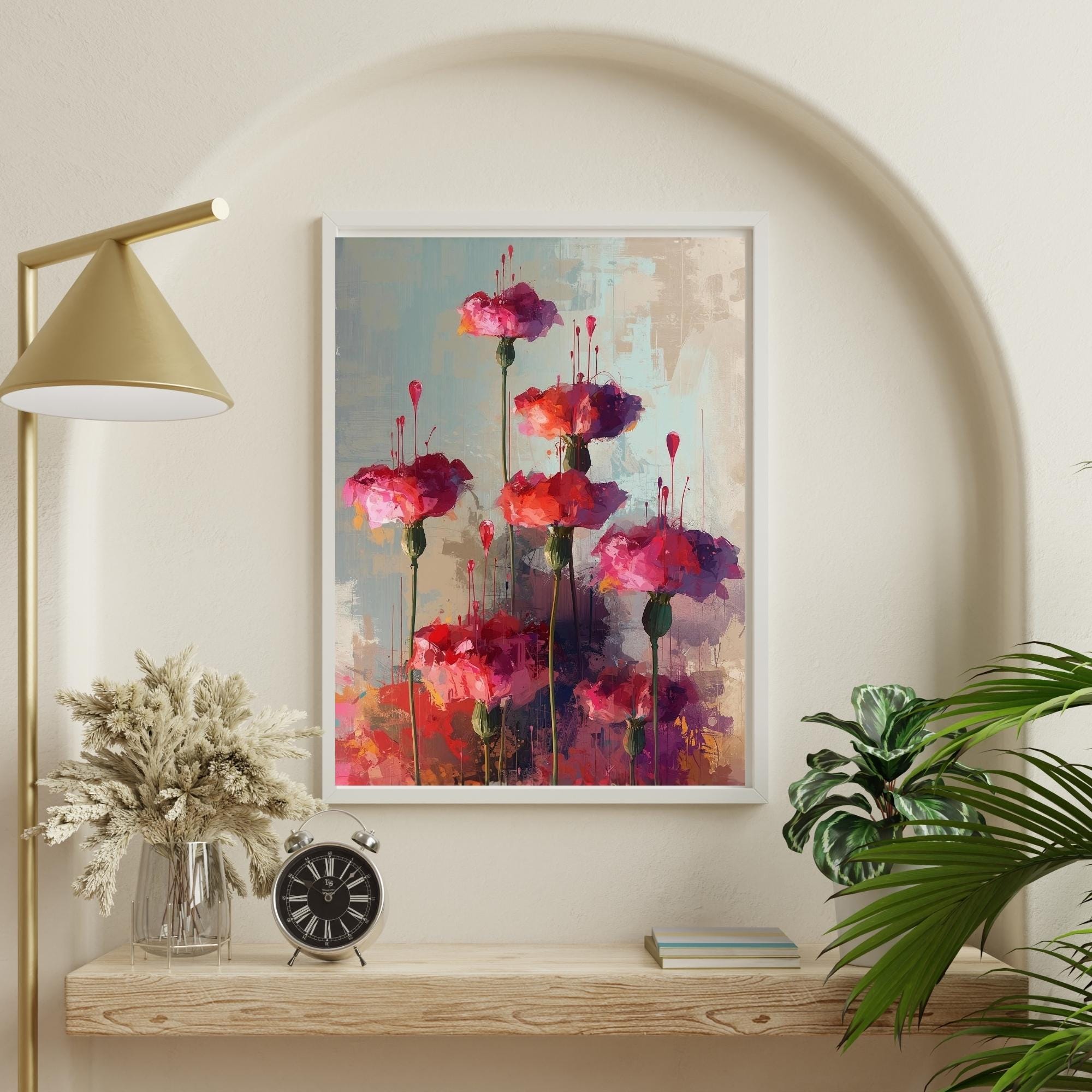 Abstract Roses Wall Art Printable Modern Floral Painting Minimalist Botanical Aesthetic Home Decor Digital Download