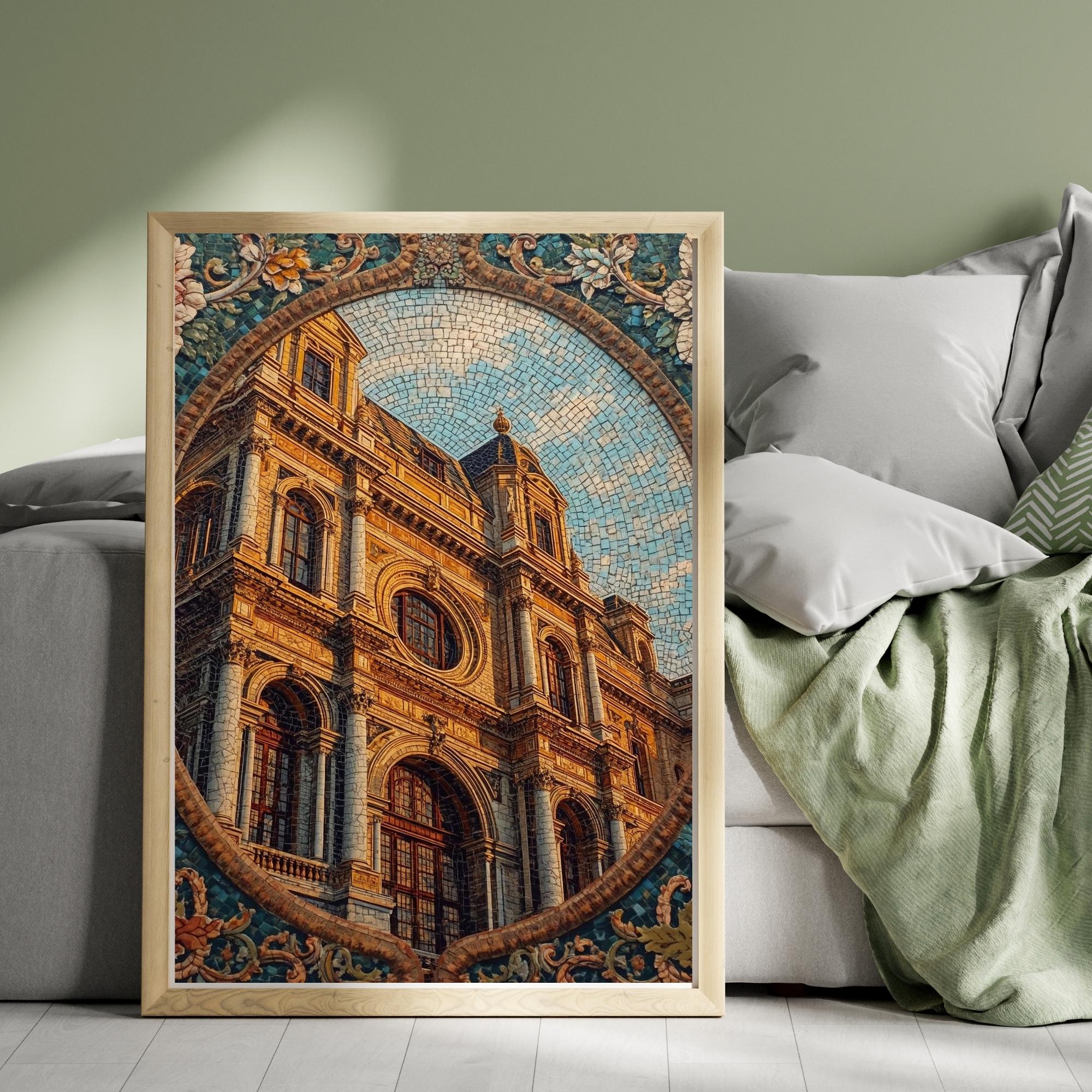 Vintage Mosaic Inspired Wall Art Printable Abstract Classical Tile Pattern Antique Style Decorative Digital Download Home Decor