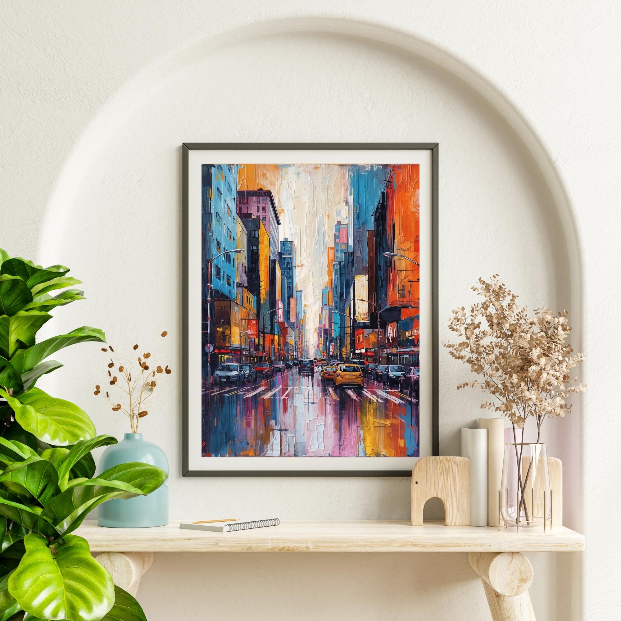 Abstract Metropolitan City Wall Art Printable Modern Urban Skyline Cityscape Minimalist Architecture Digital Download