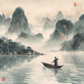 China Landscapes Wall Art Printable Traditional Asian Scenery Mountain River Nature Travel Illustration Digital Download