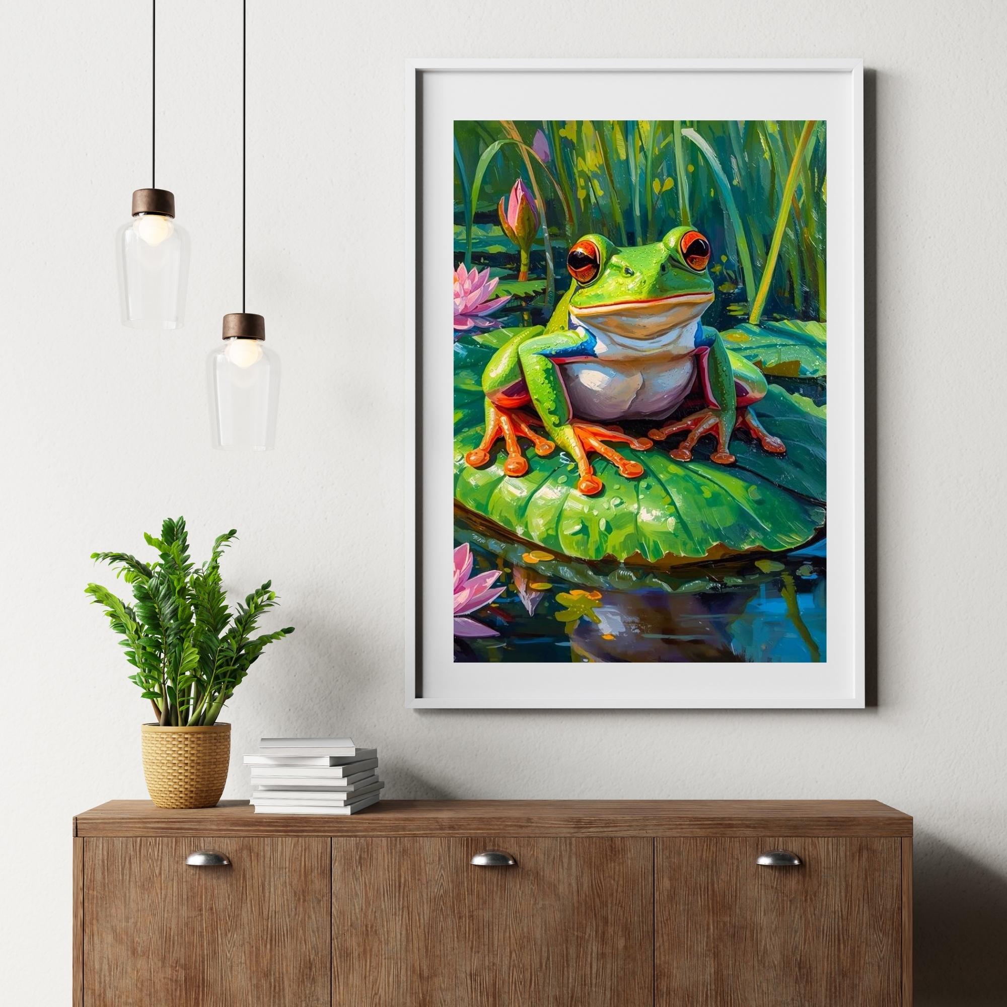 Frog Illustration Wall Art Printable Cute Nature Amphibian Animal Botanical Wildlife Minimalist Decor Digital Download