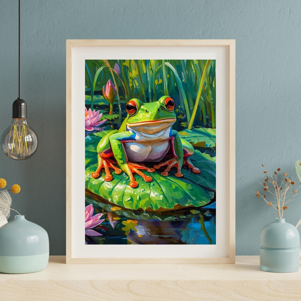 Frog Illustration Wall Art Printable Cute Nature Amphibian Animal Botanical Wildlife Minimalist Decor Digital Download