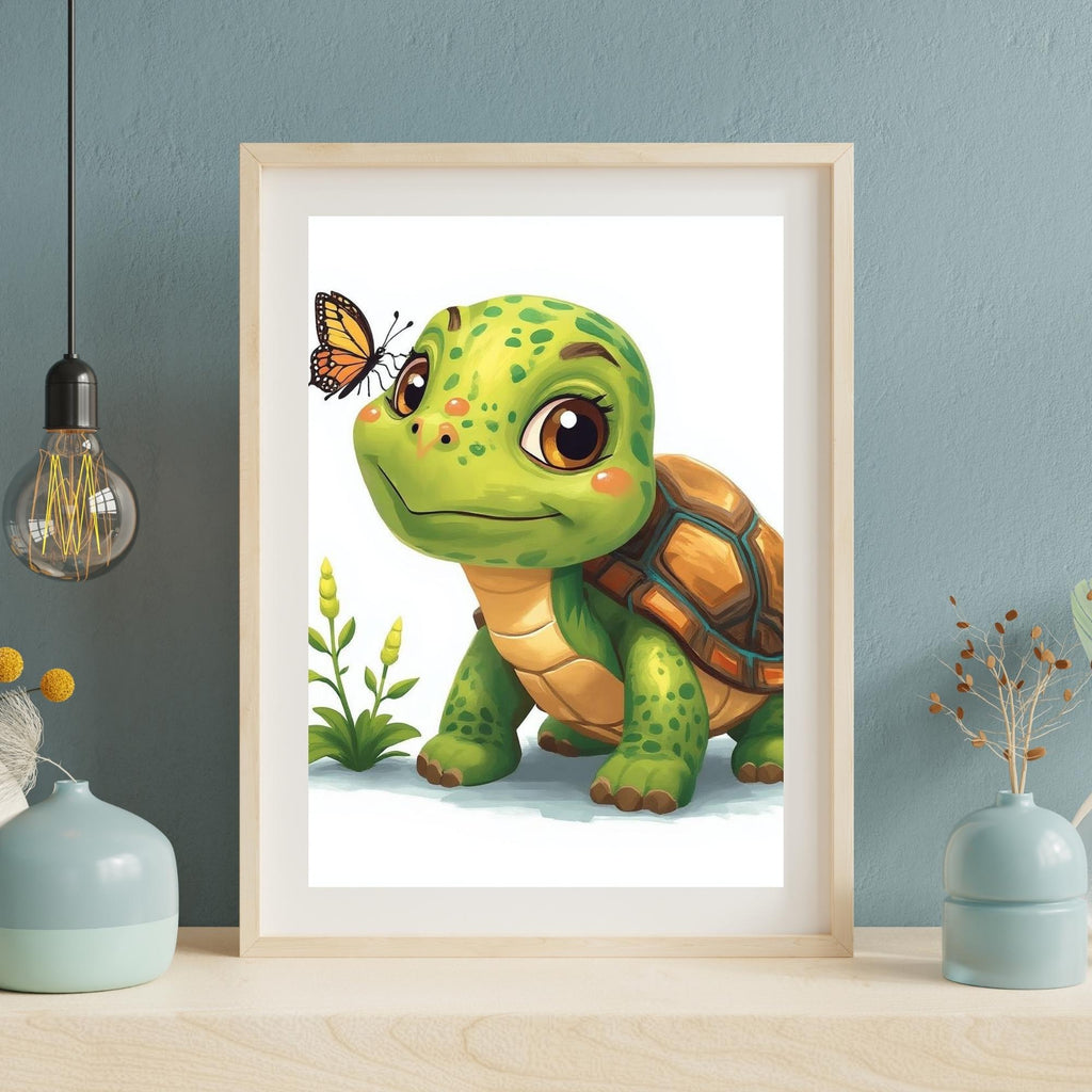Turtle Illustration Wall Art Printable Cute Nature Animal Marine Life Minimalist Wildlife Decor Digital Download