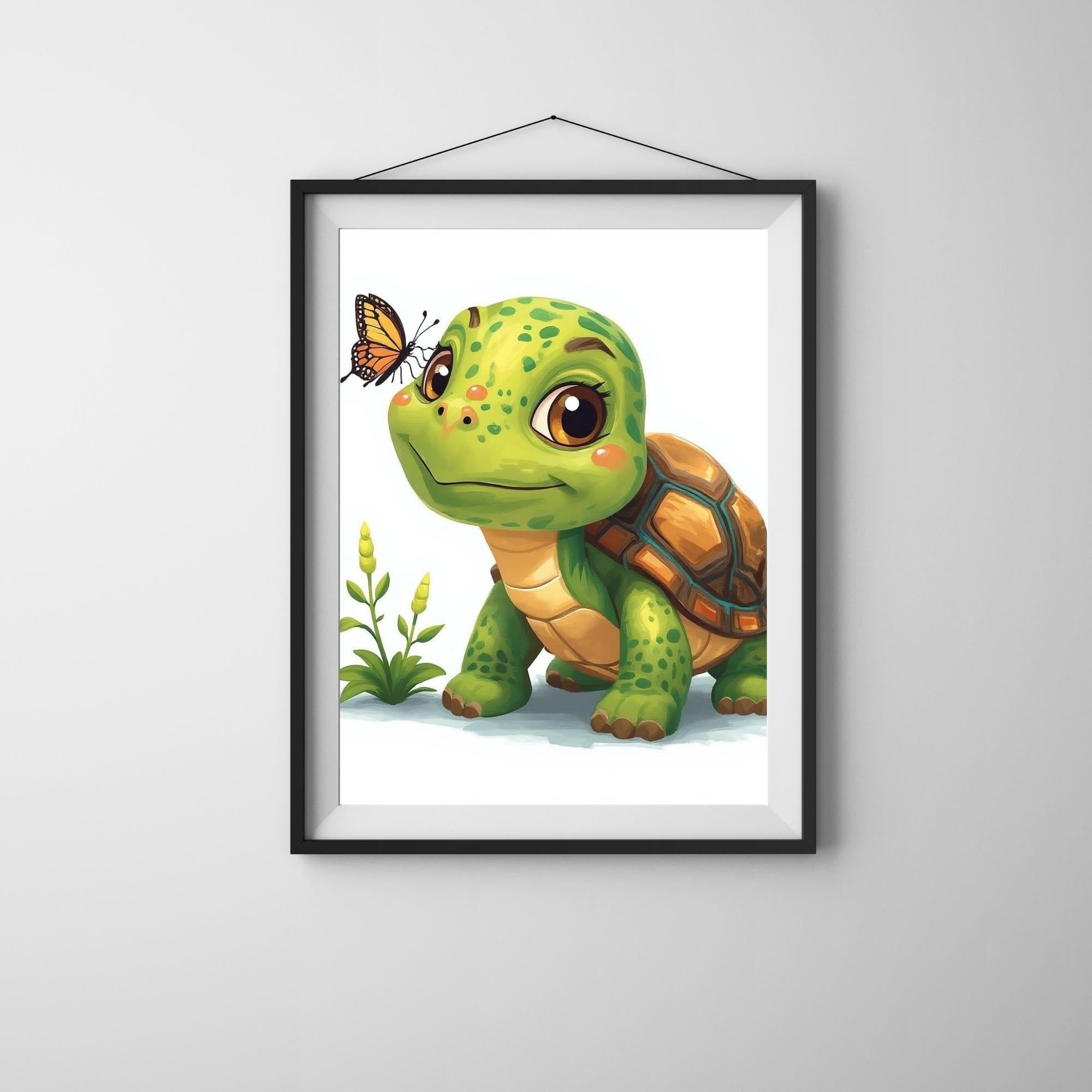 Turtle Illustration Wall Art Printable Cute Nature Animal Marine Life Minimalist Wildlife Decor Digital Download