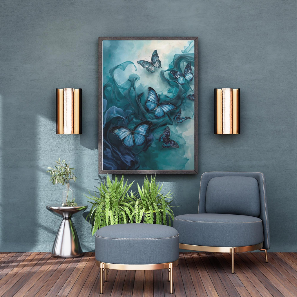 Silk Painted Ethereal Butterflies Wall Art Printable Dreamy Nature Fantasy Floral Aesthetic Soft Pastel Digital Download