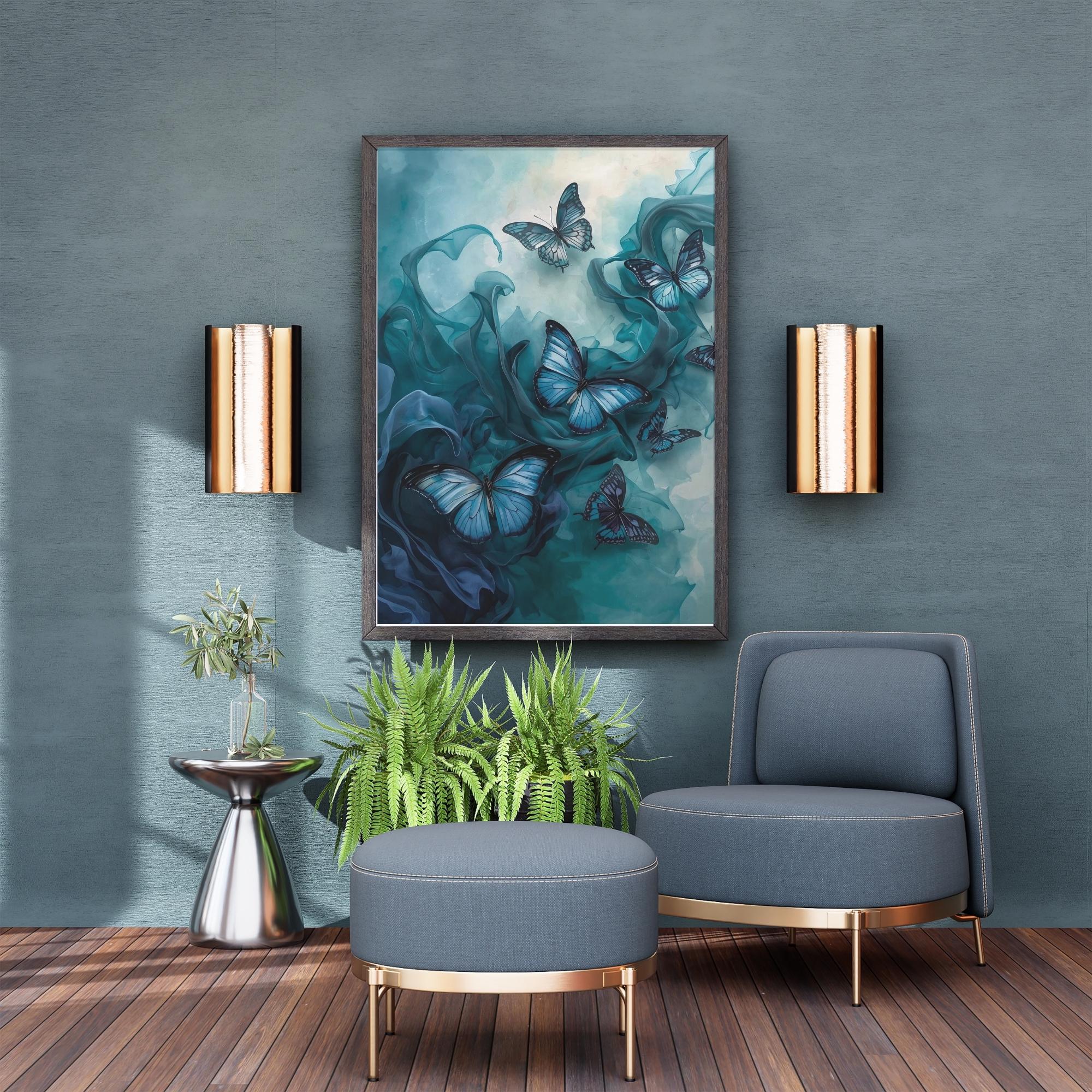 Silk Painted Ethereal Butterflies Wall Art Printable Dreamy Nature Fantasy Floral Aesthetic Soft Pastel Digital Download