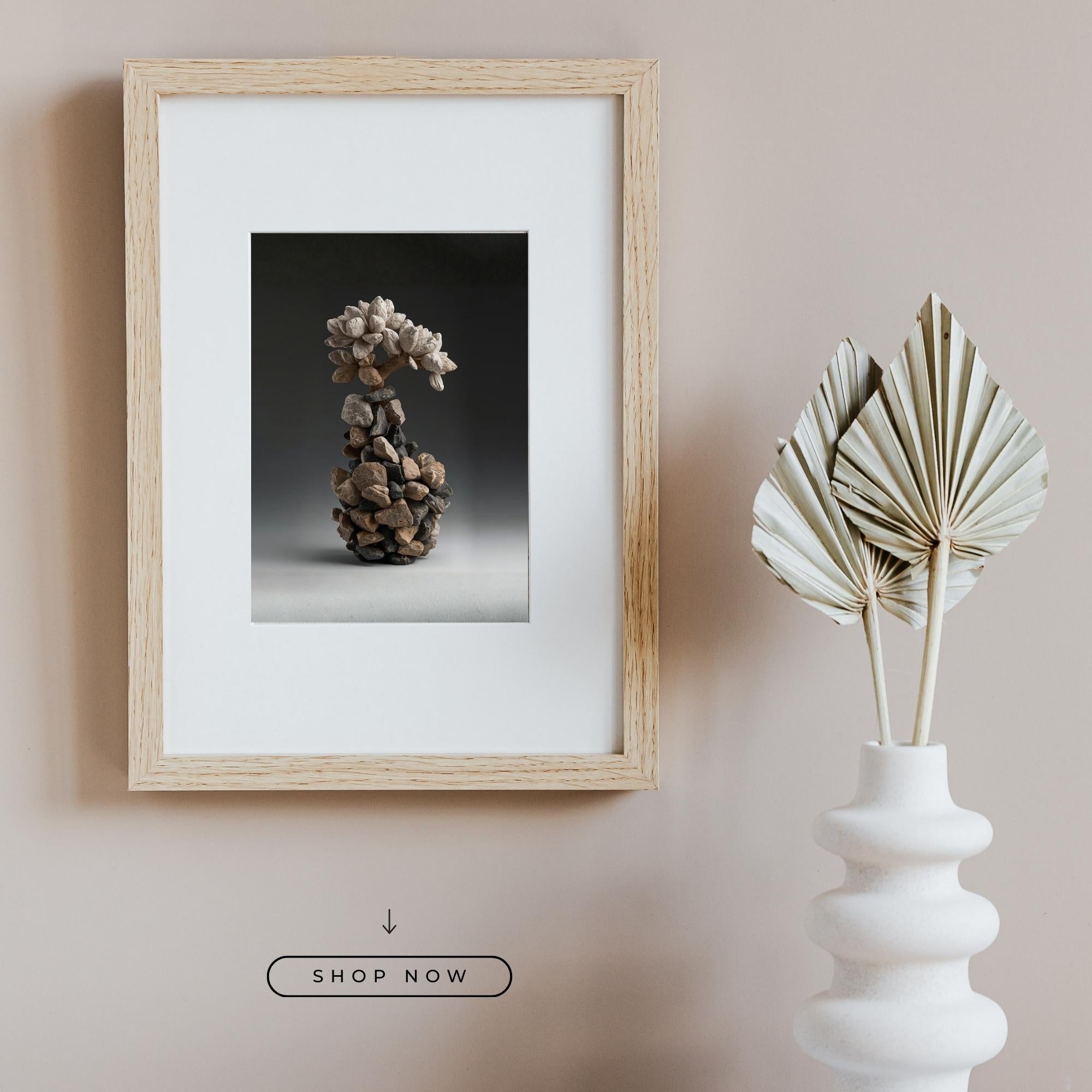 Stone Plant Art Wall Print Printable Natural Rock Sculpture Botanical Abstract Texture Modern Minimalist Home Decor Digital Download