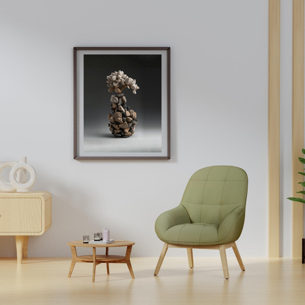 Stone Plant Art Wall Print Printable Natural Rock Sculpture Botanical Abstract Texture Modern Minimalist Home Decor Digital Download