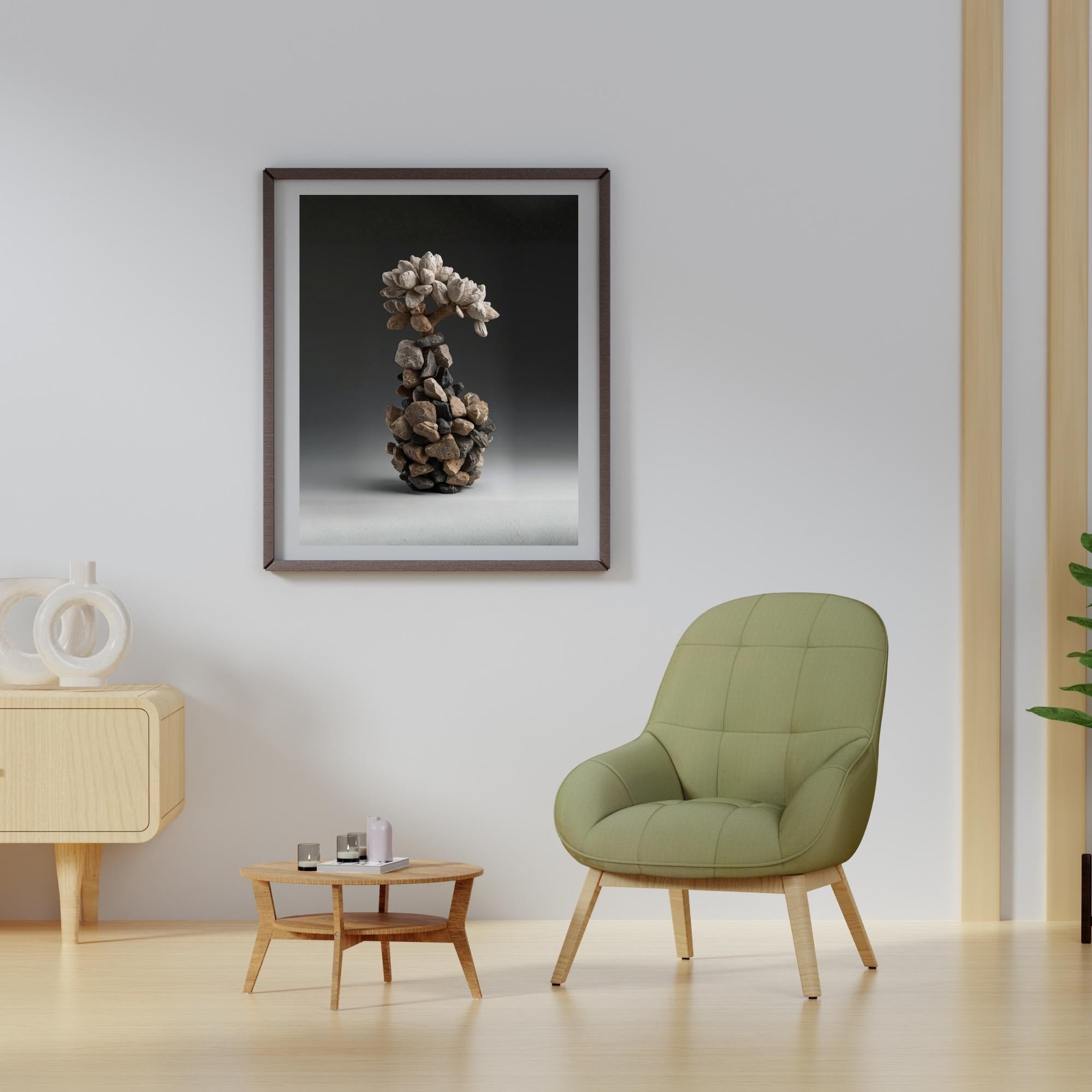 Stone Plant Art Wall Print Printable Natural Rock Sculpture Botanical Abstract Texture Modern Minimalist Home Decor Digital Download