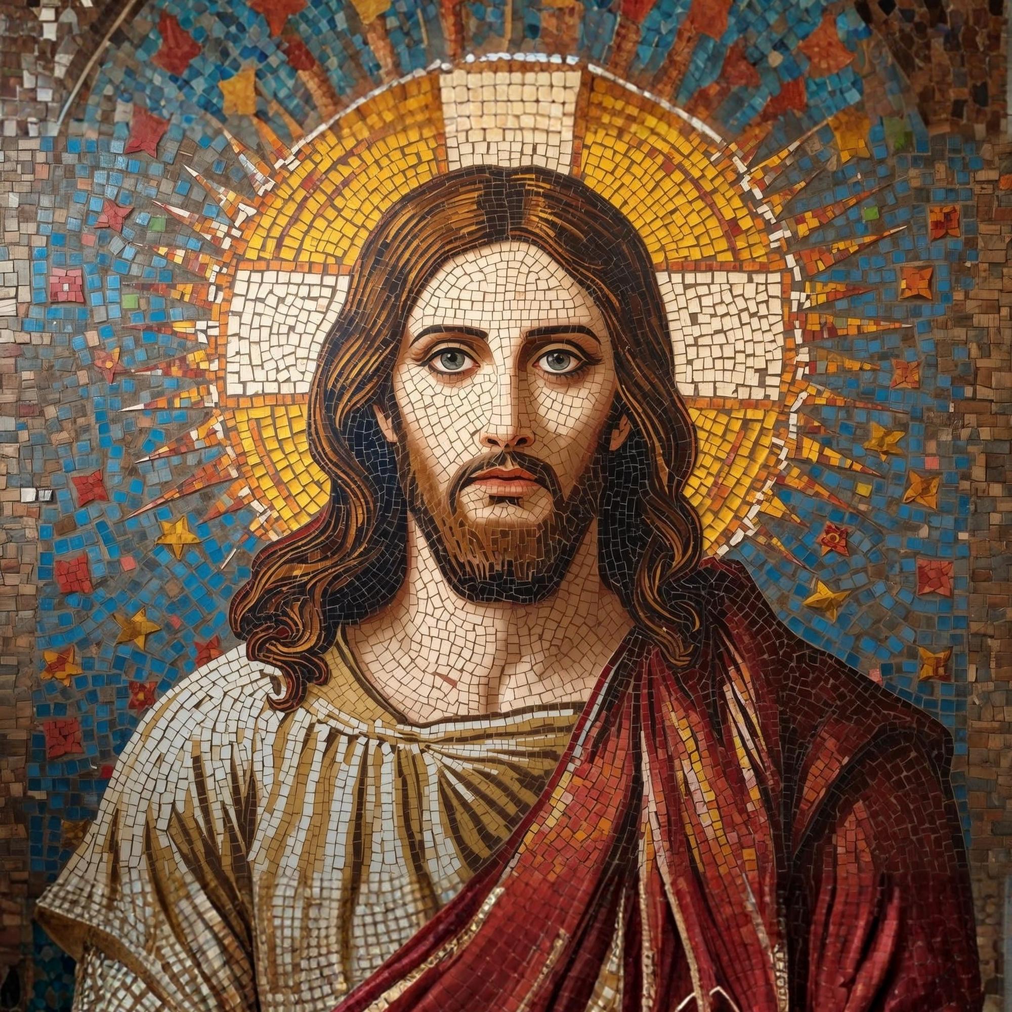 Jesus Mosaic Portrait Wall Art Printable Religious Christian Art Sacred Byzantine Style Church Decor Digital Download