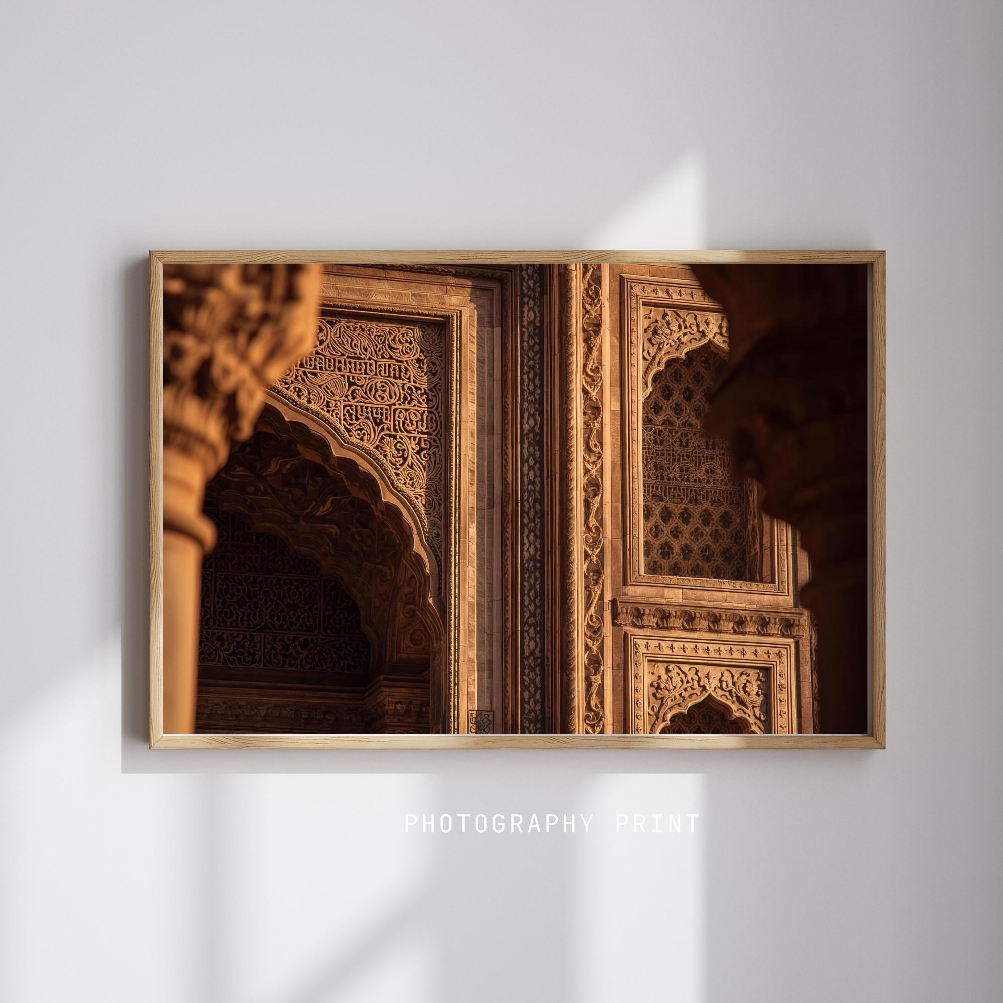 Mughal Architectural Carvings Wall Art Printable Intricate Islamic Heritage Stone Design Historical Pattern Decor Digital Download