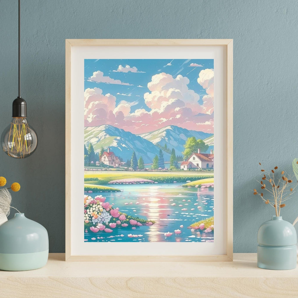 Serene Landscape Wall Art Printable Calm Nature Scene Minimalist Scenic View Relaxing Home Decor Digital Download