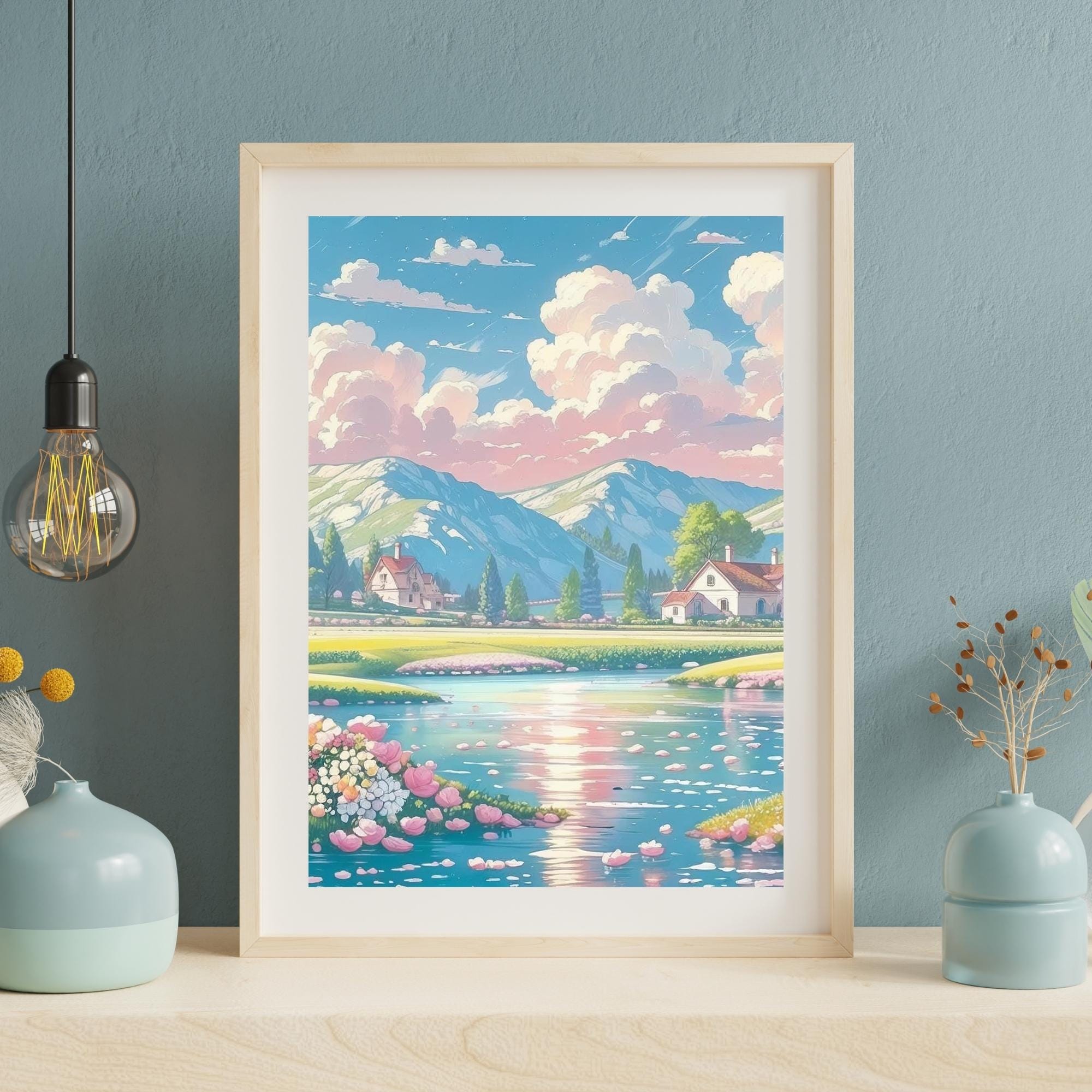 Serene Landscape Wall Art Printable Calm Nature Scene Minimalist Scenic View Relaxing Home Decor Digital Download