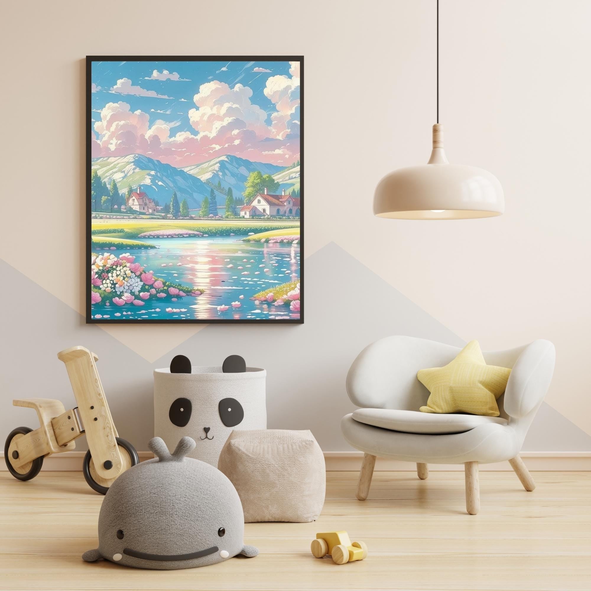 Serene Landscape Wall Art Printable Calm Nature Scene Minimalist Scenic View Relaxing Home Decor Digital Download