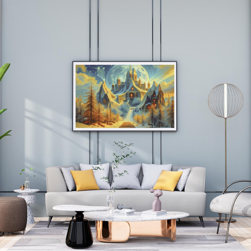 Fantasy Snow Landscape Wall Art Printable Magical Winter Scene Dreamy Ice Forest Nature Fantasy Digital Download