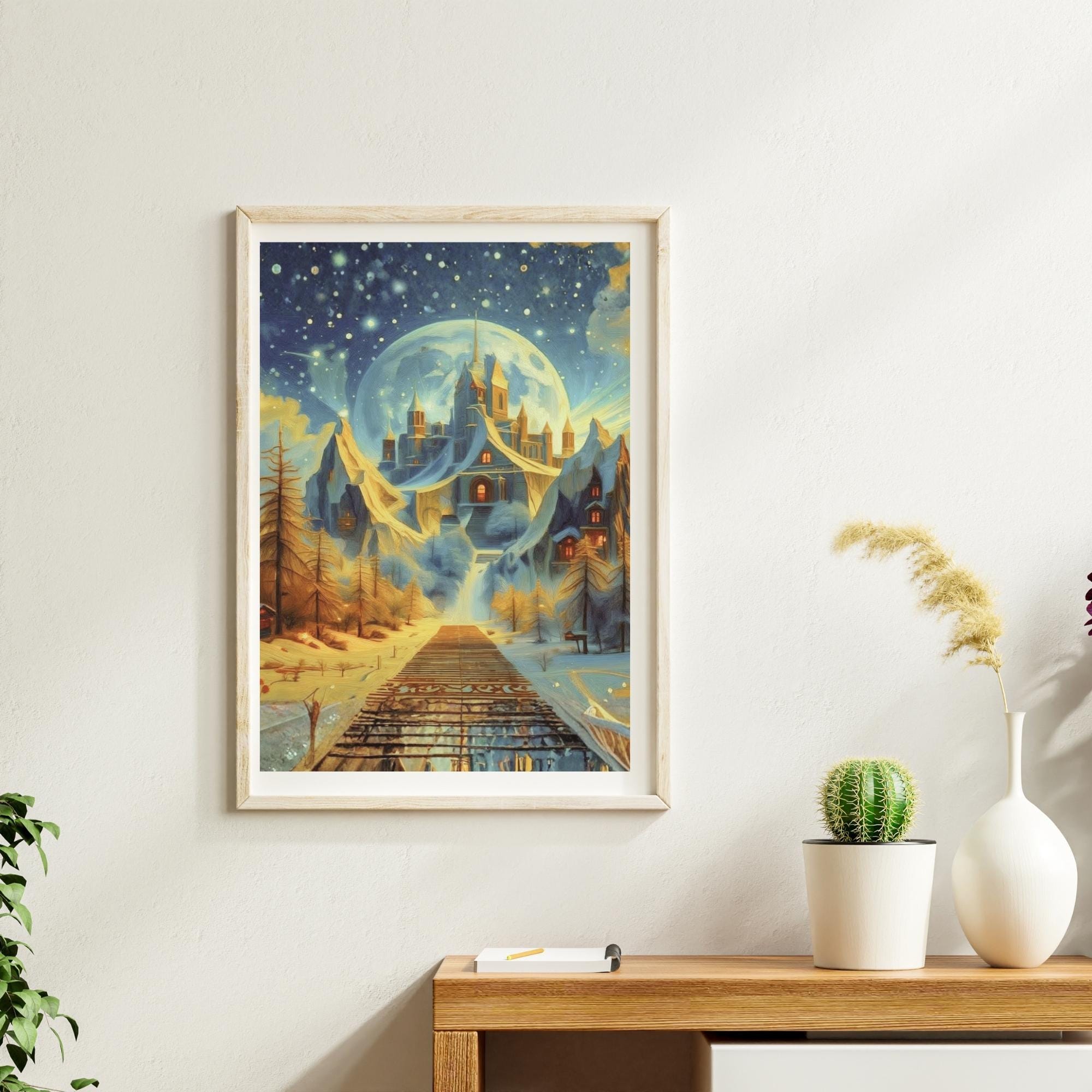 Fantasy Snow Landscape Wall Art Printable Magical Winter Scene Dreamy Ice Forest Nature Fantasy Digital Download