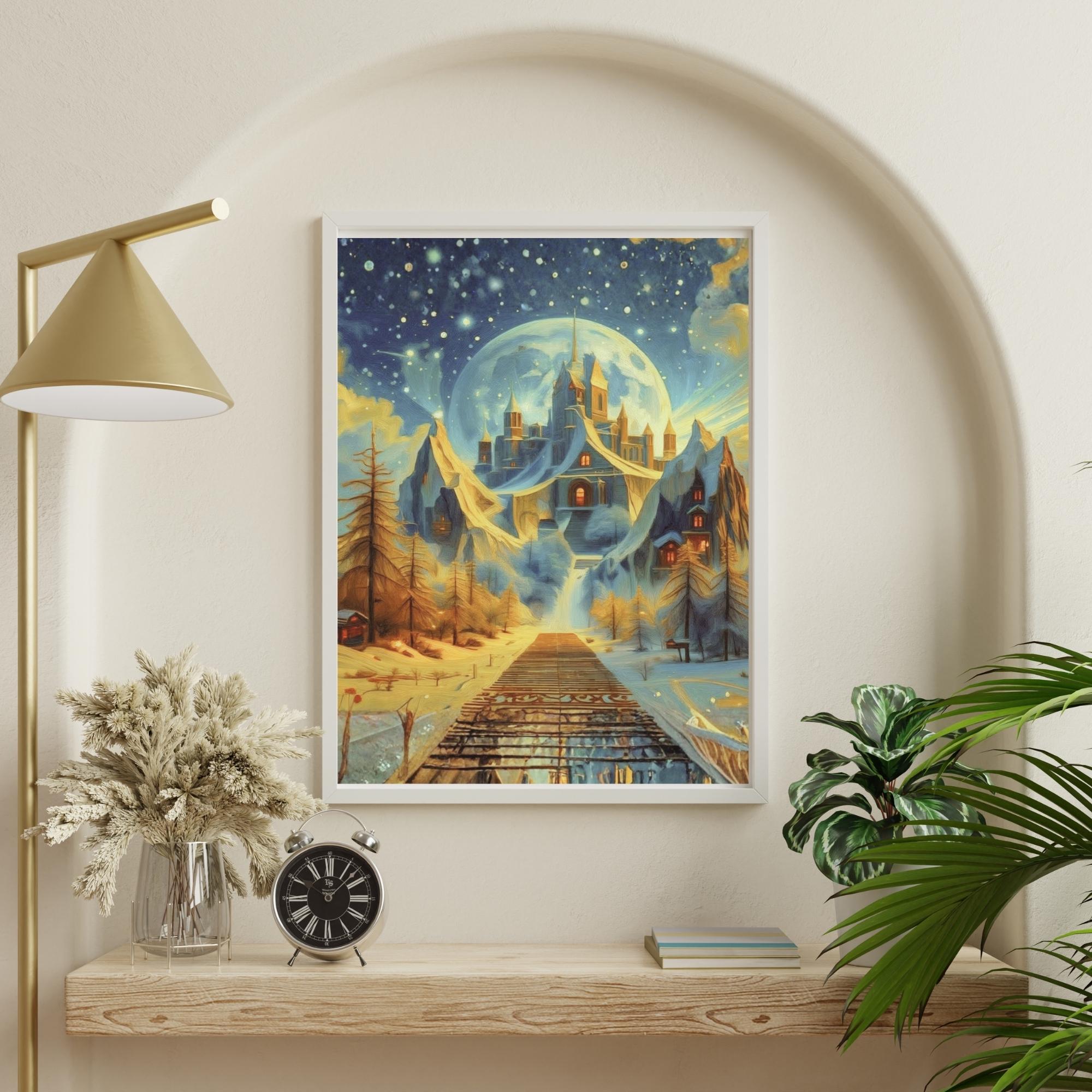 Fantasy Snow Landscape Wall Art Printable Magical Winter Scene Dreamy Ice Forest Nature Fantasy Digital Download
