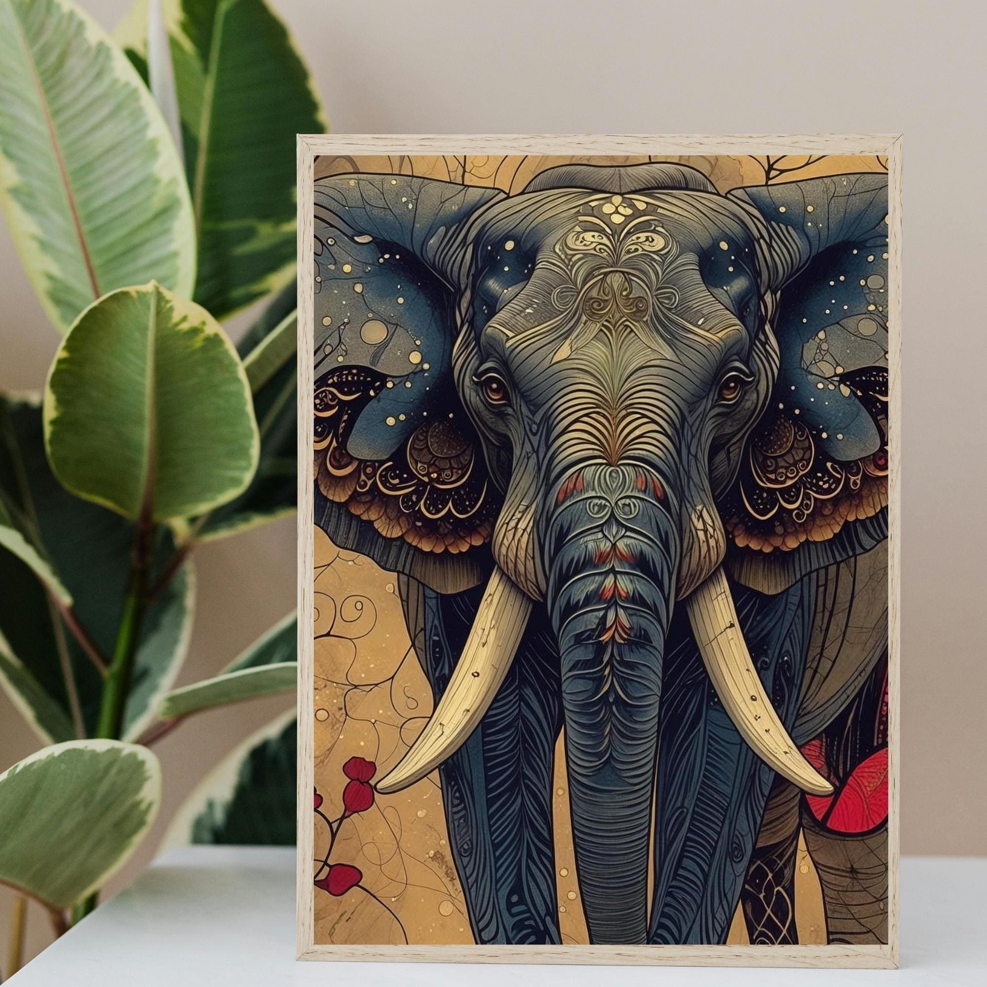 Majestic Elephant Art Print Wall Art Printable Richly Detailed Textured Wildlife Portrait Nature Safari Decor Digital Download