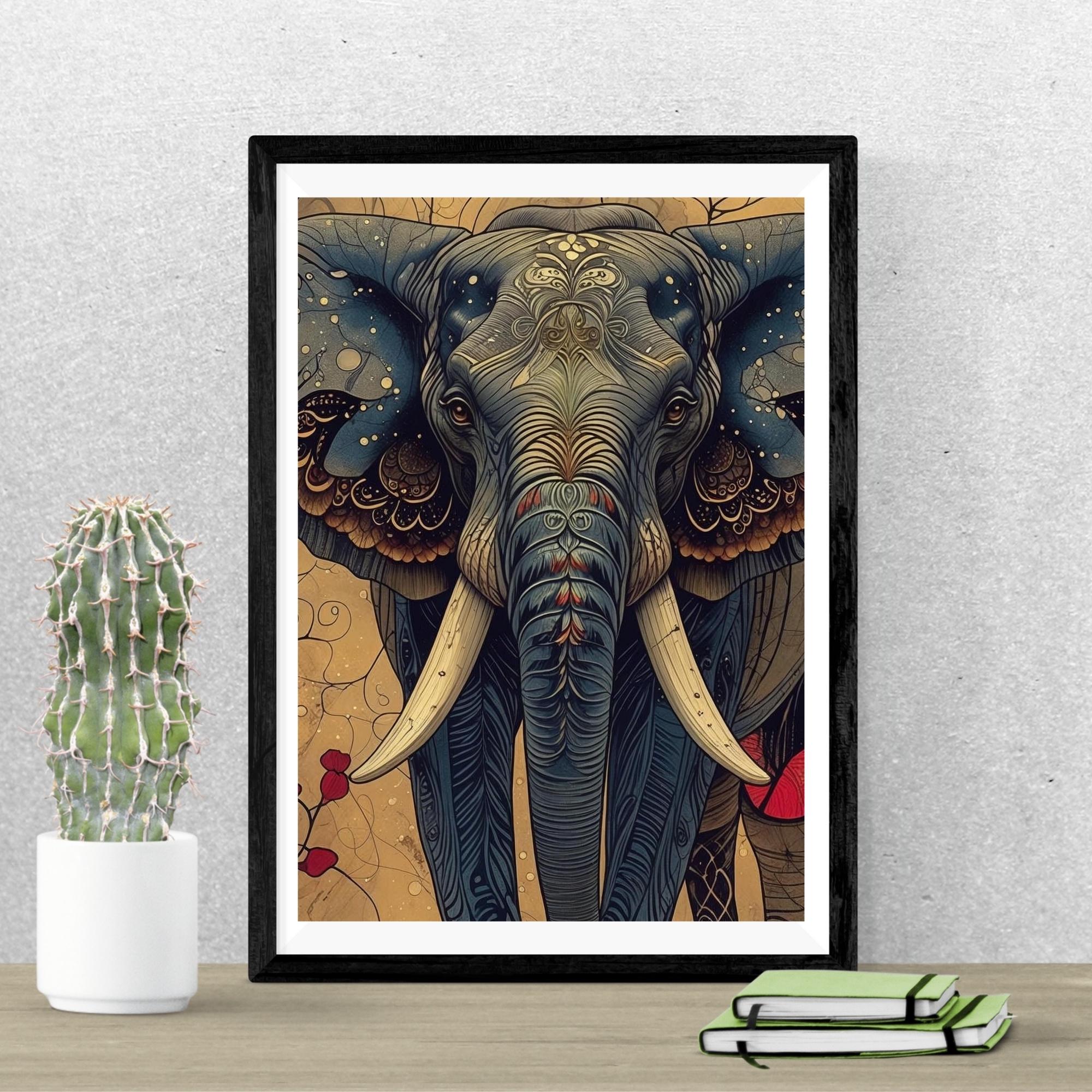 Majestic Elephant Art Print Wall Art Printable Richly Detailed Textured Wildlife Portrait Nature Safari Decor Digital Download