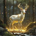 Jeweled Deer Winter Landscape Wall Art Printable Magical Forest Animal Fantasy Nature Art Modern Seasonal Decor Digital Download
