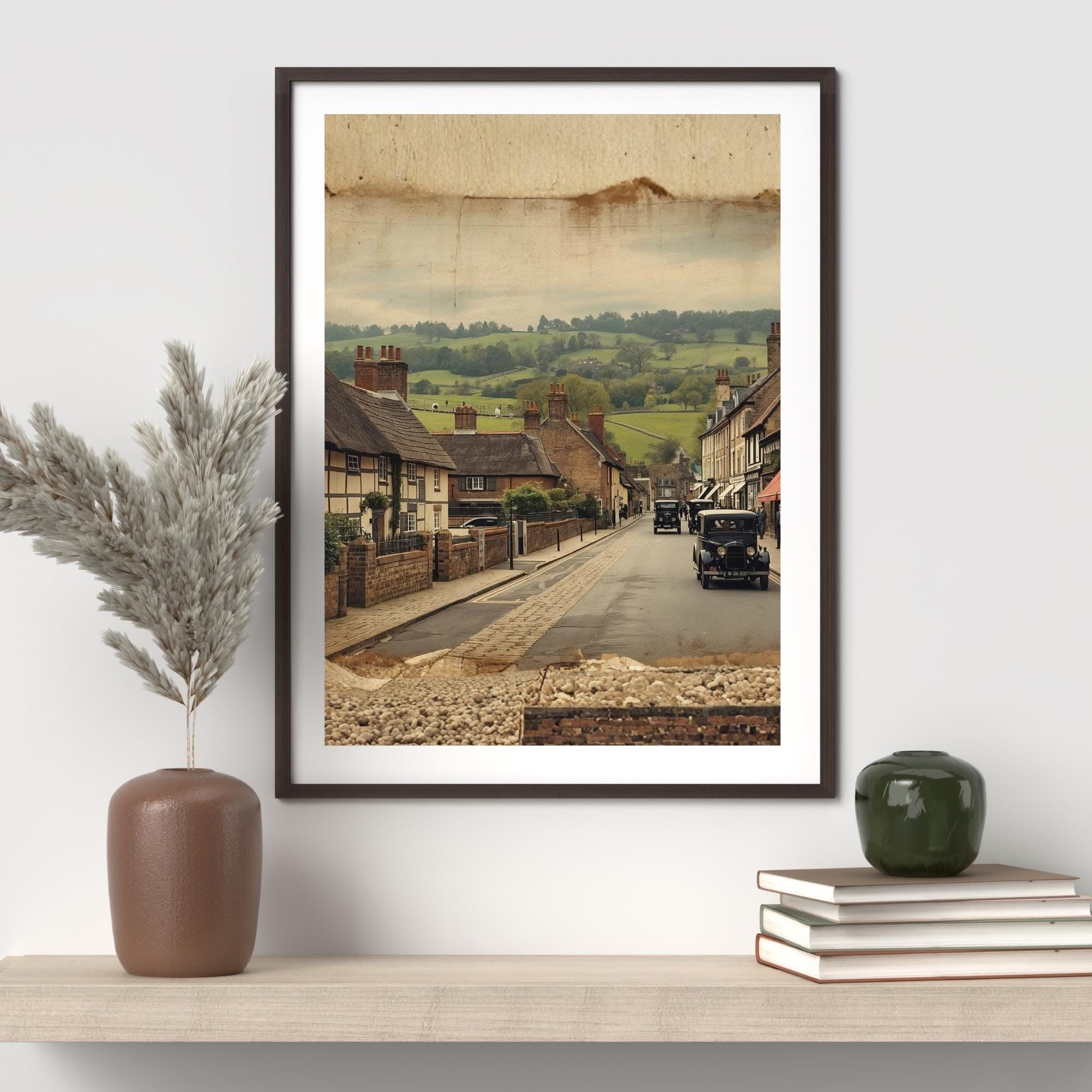 Vintage English Countryside Wall Art Printable Muted Color Landscape Cottagecore Rural Nature Painting Digital Download Home Decor