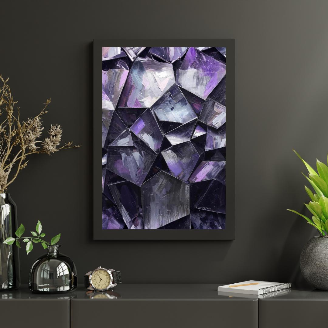 Metallic Silver Purple Geometric Abstract Wall Art Printable Modern Luxury Digital Art Minimalist Home Decor Digital Download