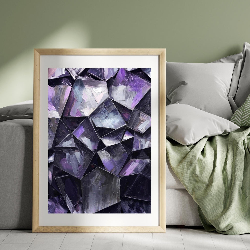 Metallic Silver Purple Geometric Abstract Wall Art Printable Modern Luxury Digital Art Minimalist Home Decor Digital Download