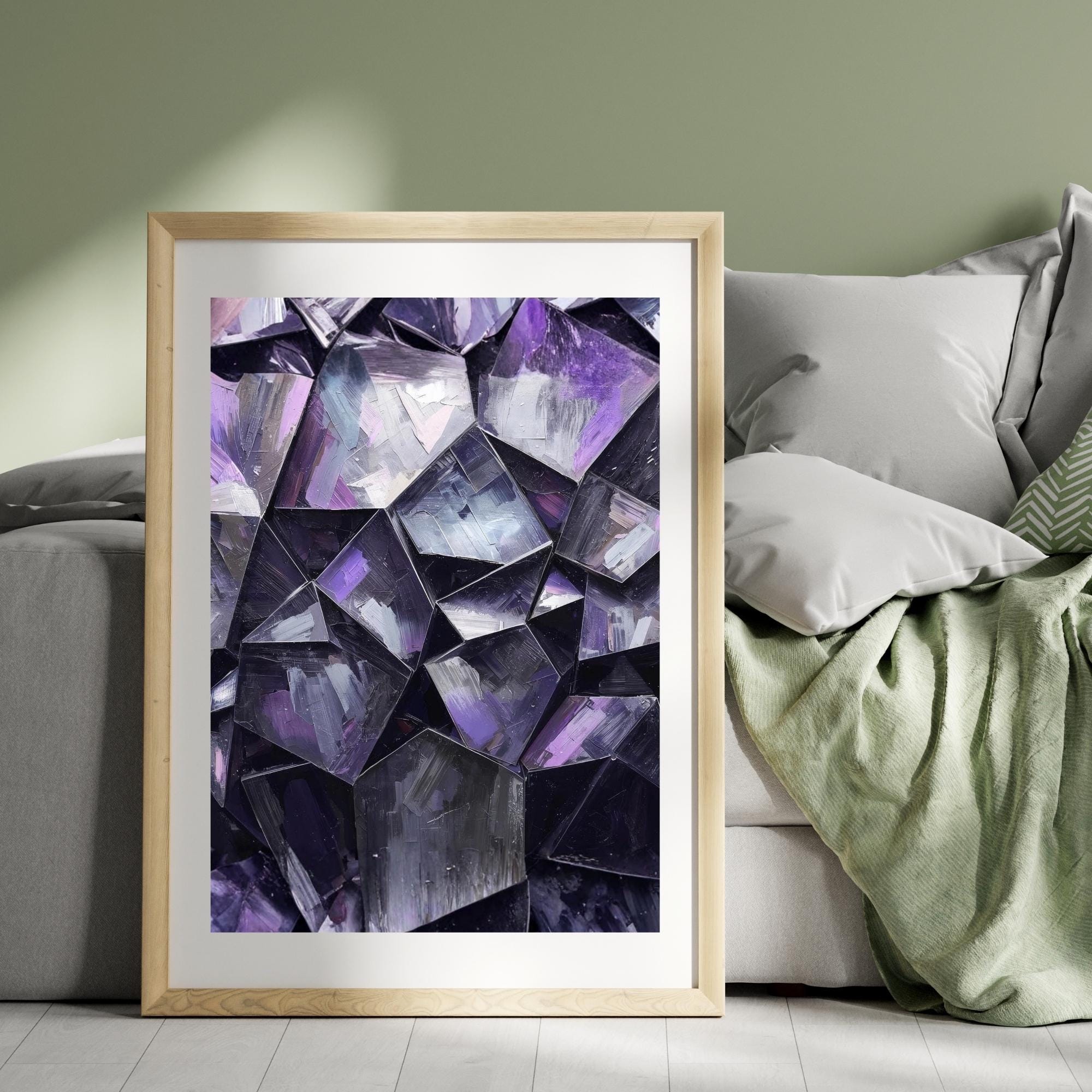 Metallic Silver Purple Geometric Abstract Wall Art Printable Modern Luxury Digital Art Minimalist Home Decor Digital Download